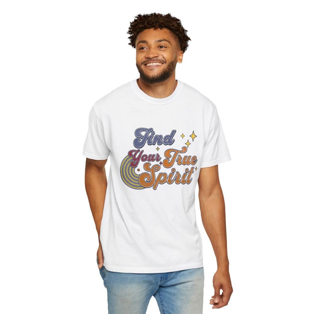 Textured Find Your True Spirit T-Shirt — Retro Rainbow Typography Tee