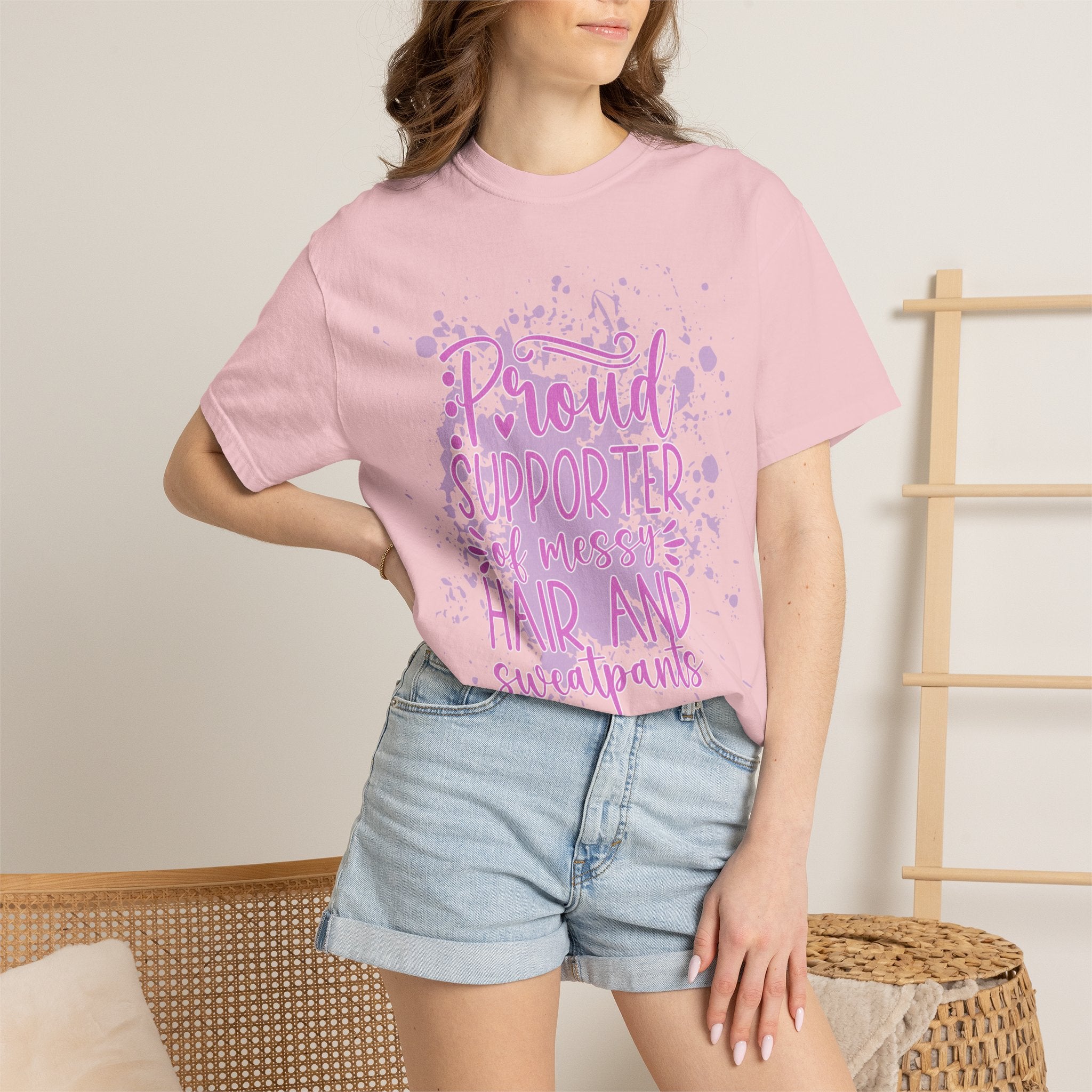 Textured Proud Supporter of Messy Hair and Sweatpants T-Shirt