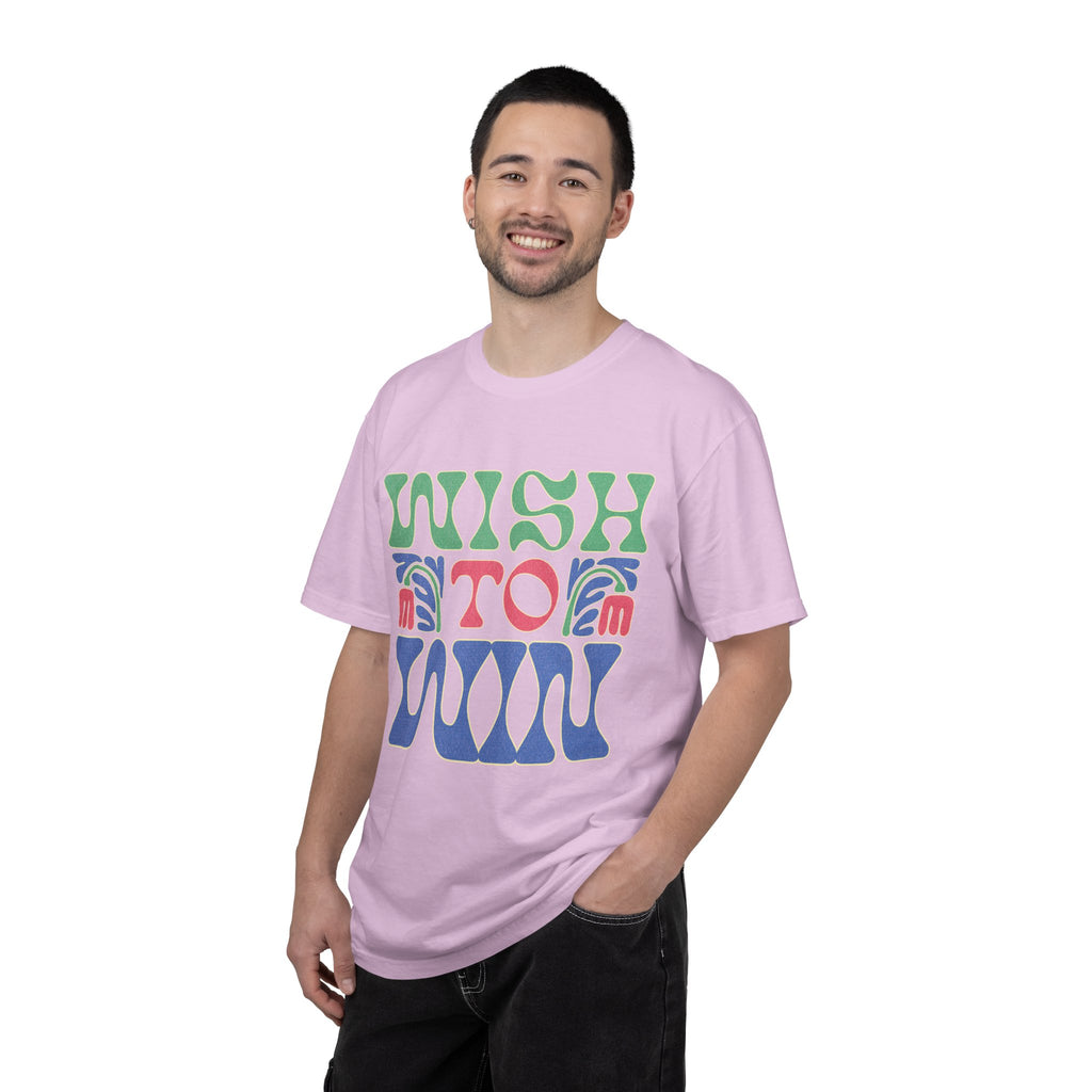 Wish to Win T-shirt |Textured Retro Psychedelic Lettering