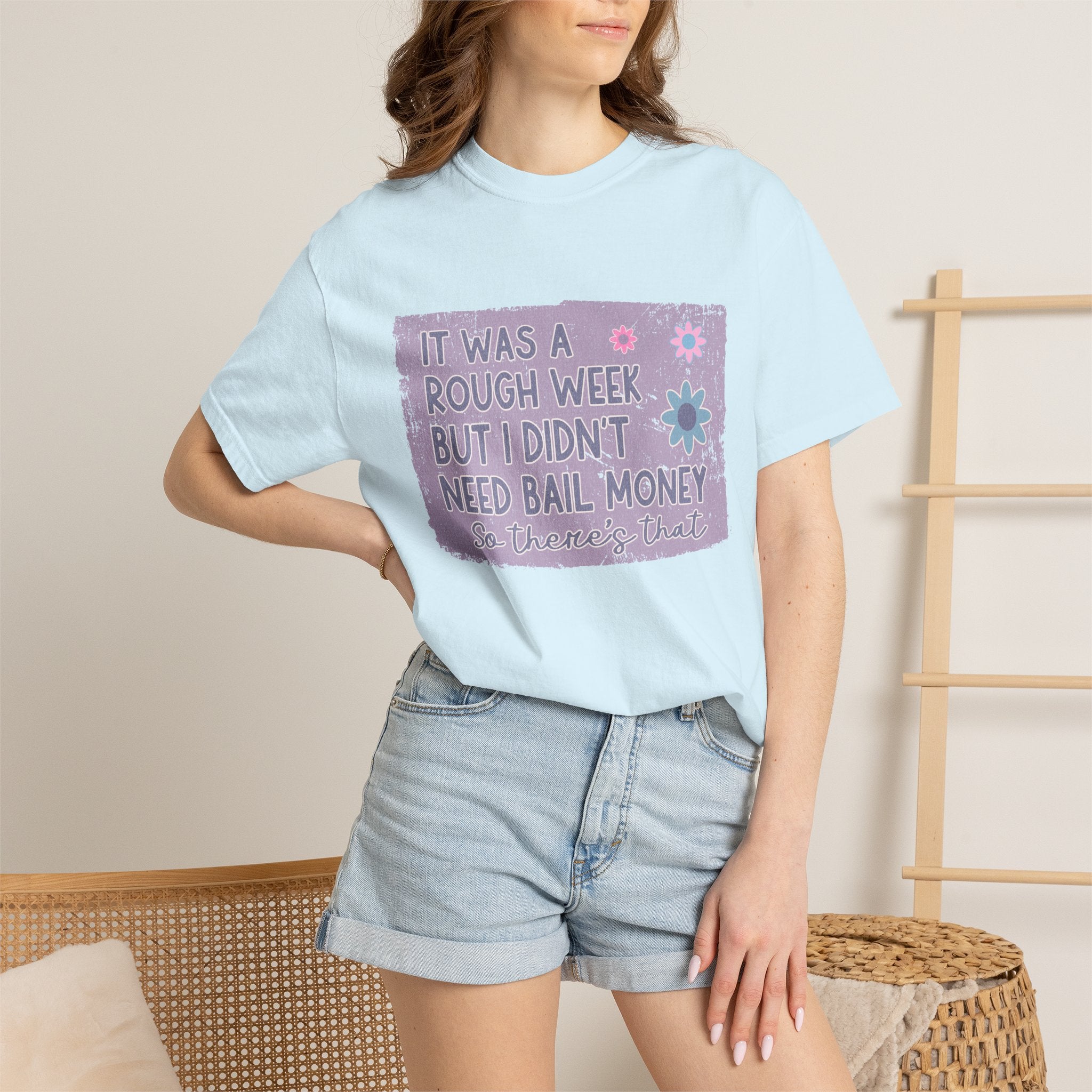 Textured Graphic T-Shirt — "Sarcastic Retro Rough Week Shirt  " Retro Floral Tee