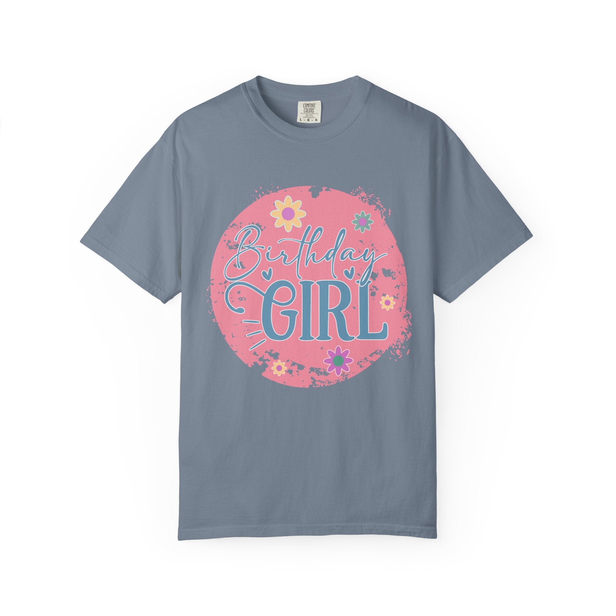 Birthday Girl Textured T-Shirt — Floral Pink Celebration Tee