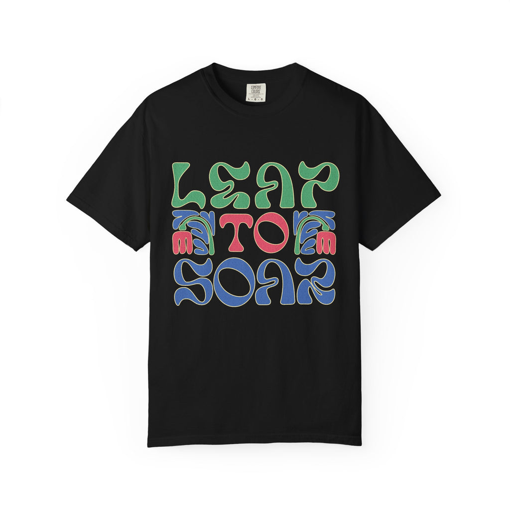 Leap To Soar T-shirt |Textured Retro Psychedelic Typography