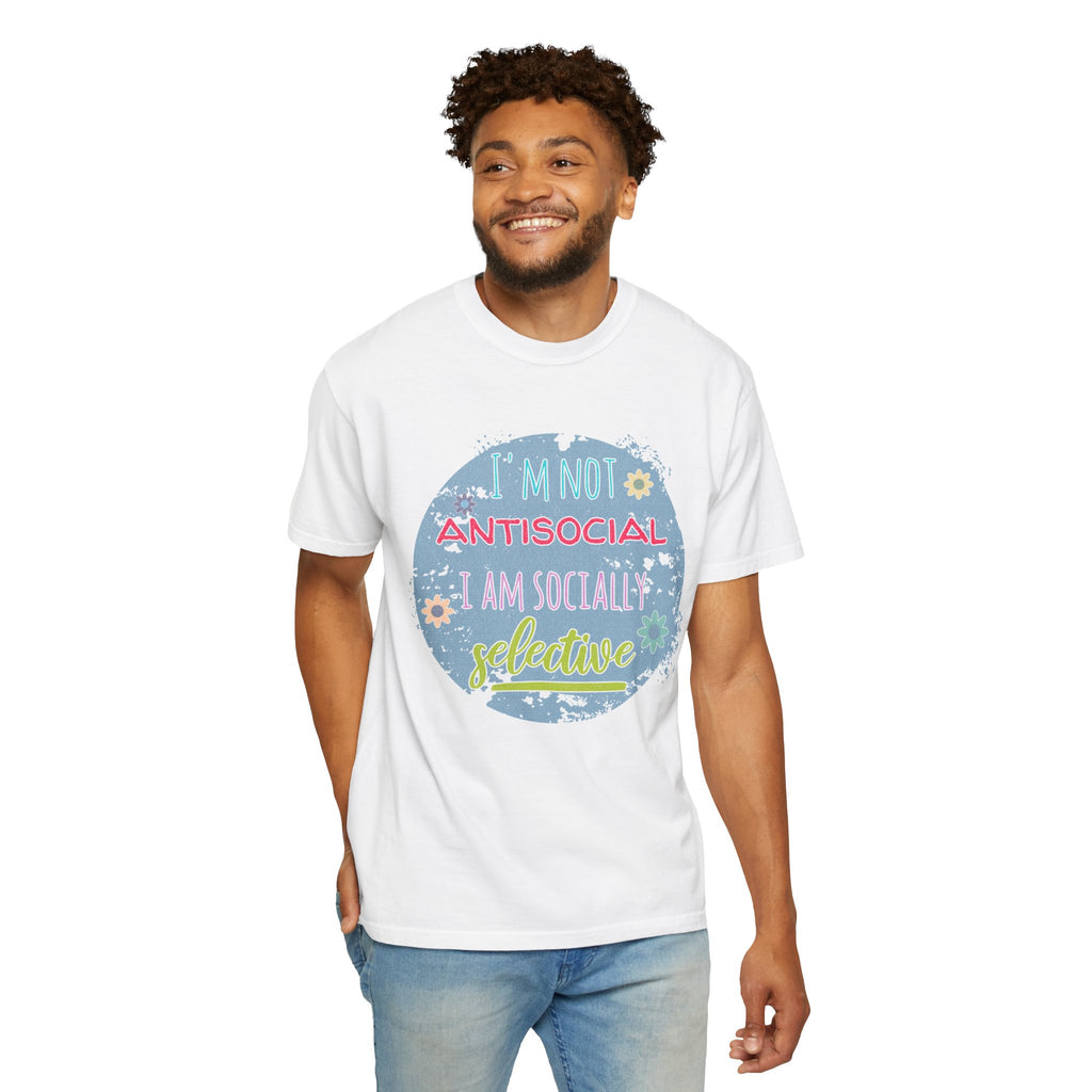 Textured T-Shirt — "I'm Not Antisocial, I Am Socially Selective" Graphic Tee