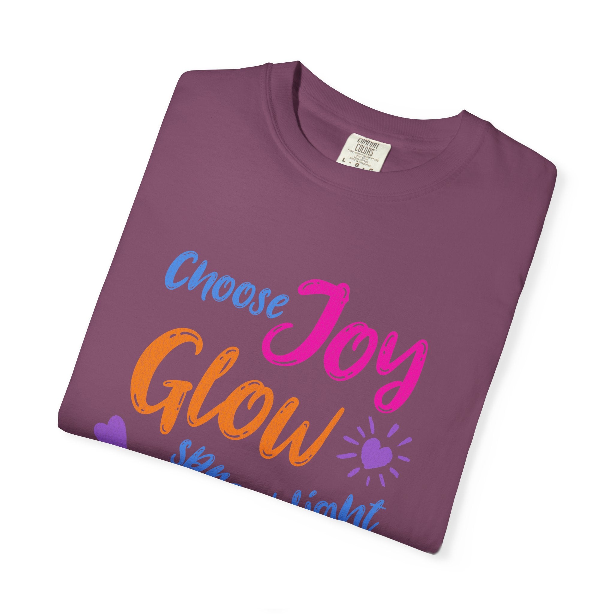 Textured Choose Joy Glow Spread Light Daily T-Shirt — Inspirational Positive Message Tee