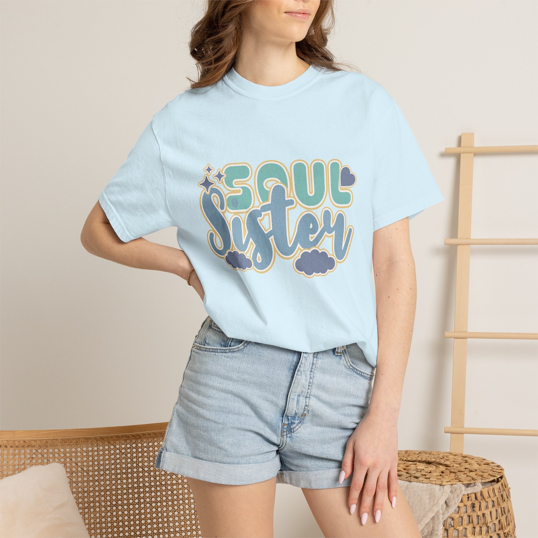 Soul Sister Textured T-Shirt — Retro Cloud Graphic Tee