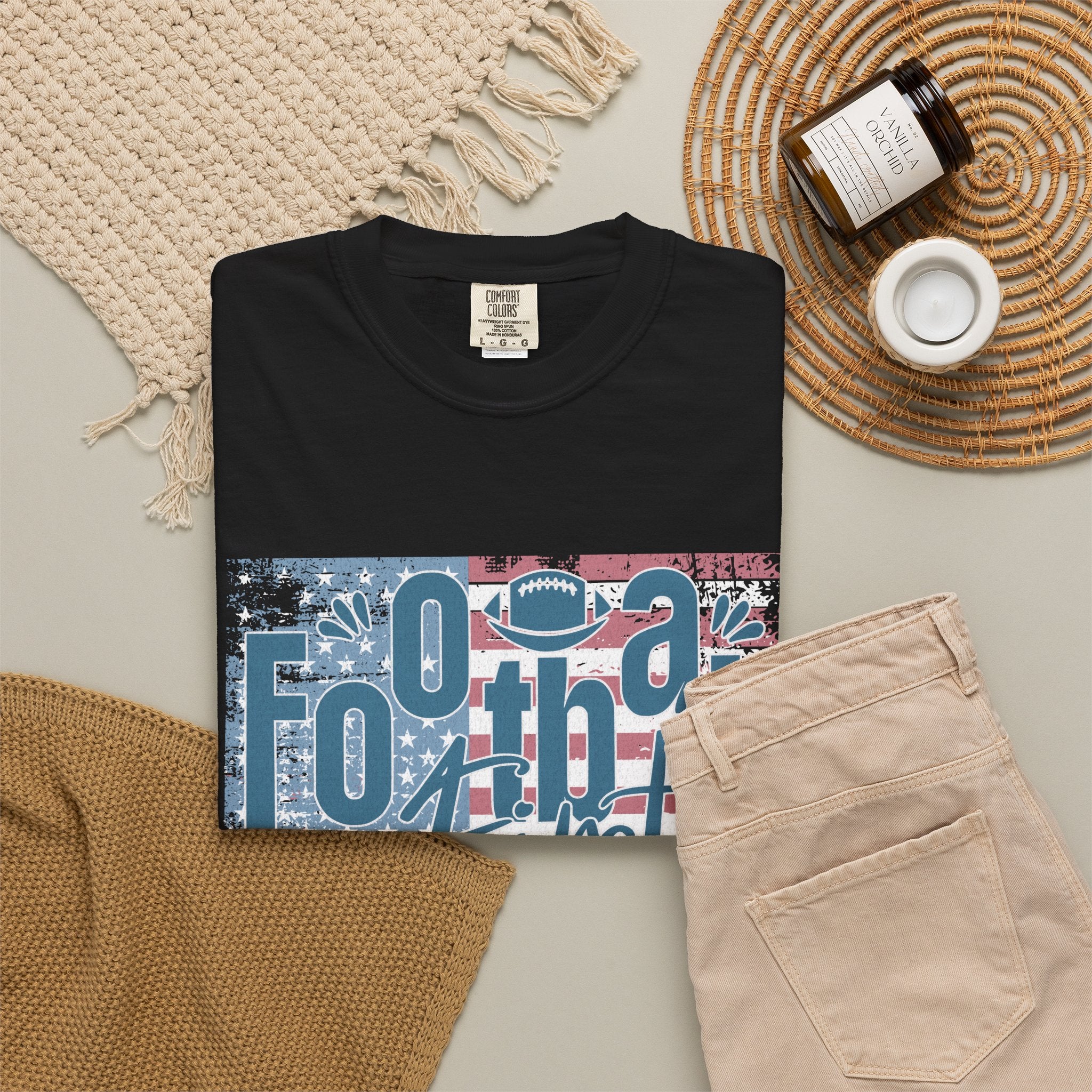 Textured Retro Americana Football First Tee
