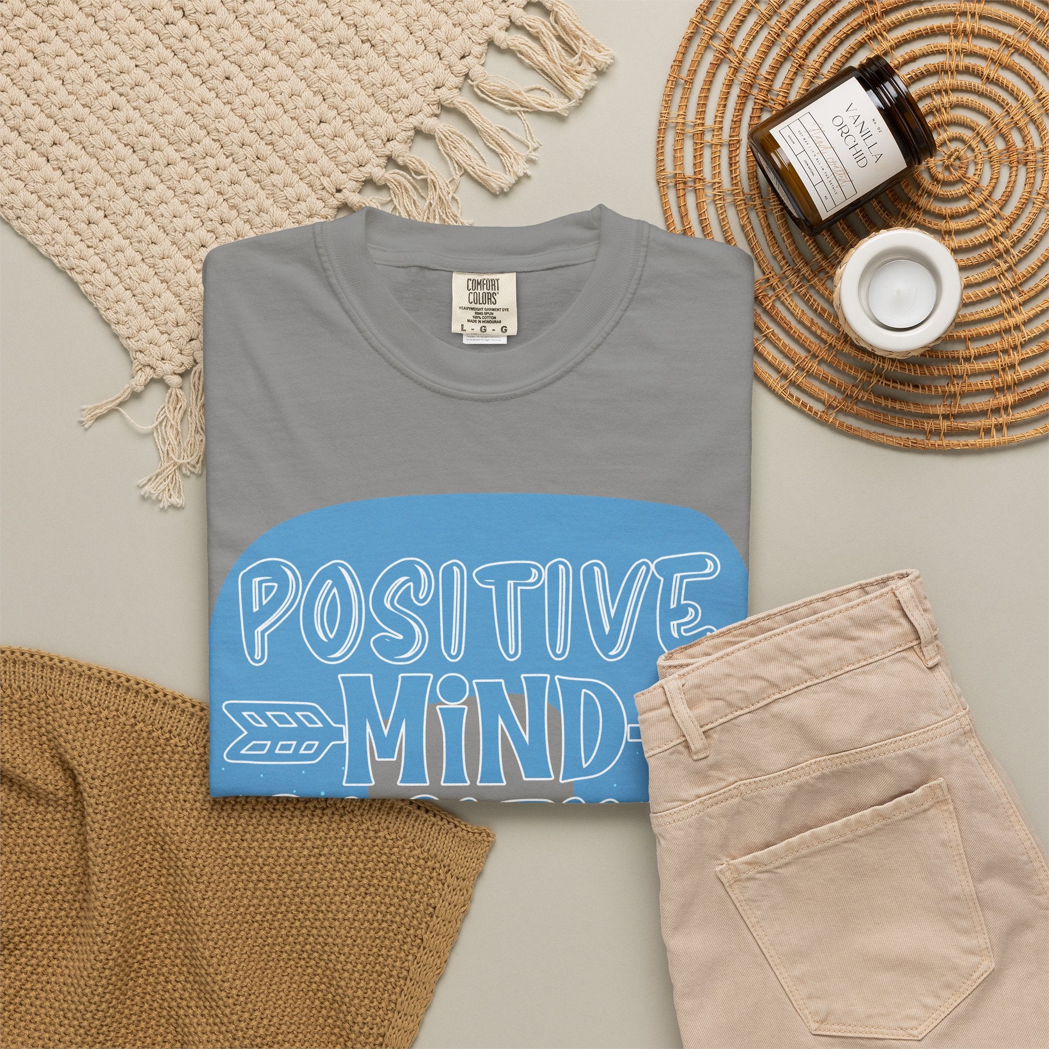 Positive Mind Positive Vibes Textured T-Shirt