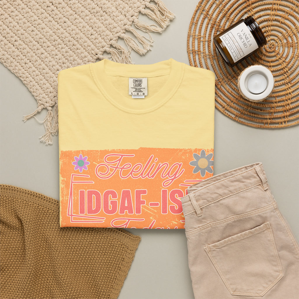 IDGAF-ISH Retro Floral Textured T-Shirt — Funny Sarcastic Graphic Tee