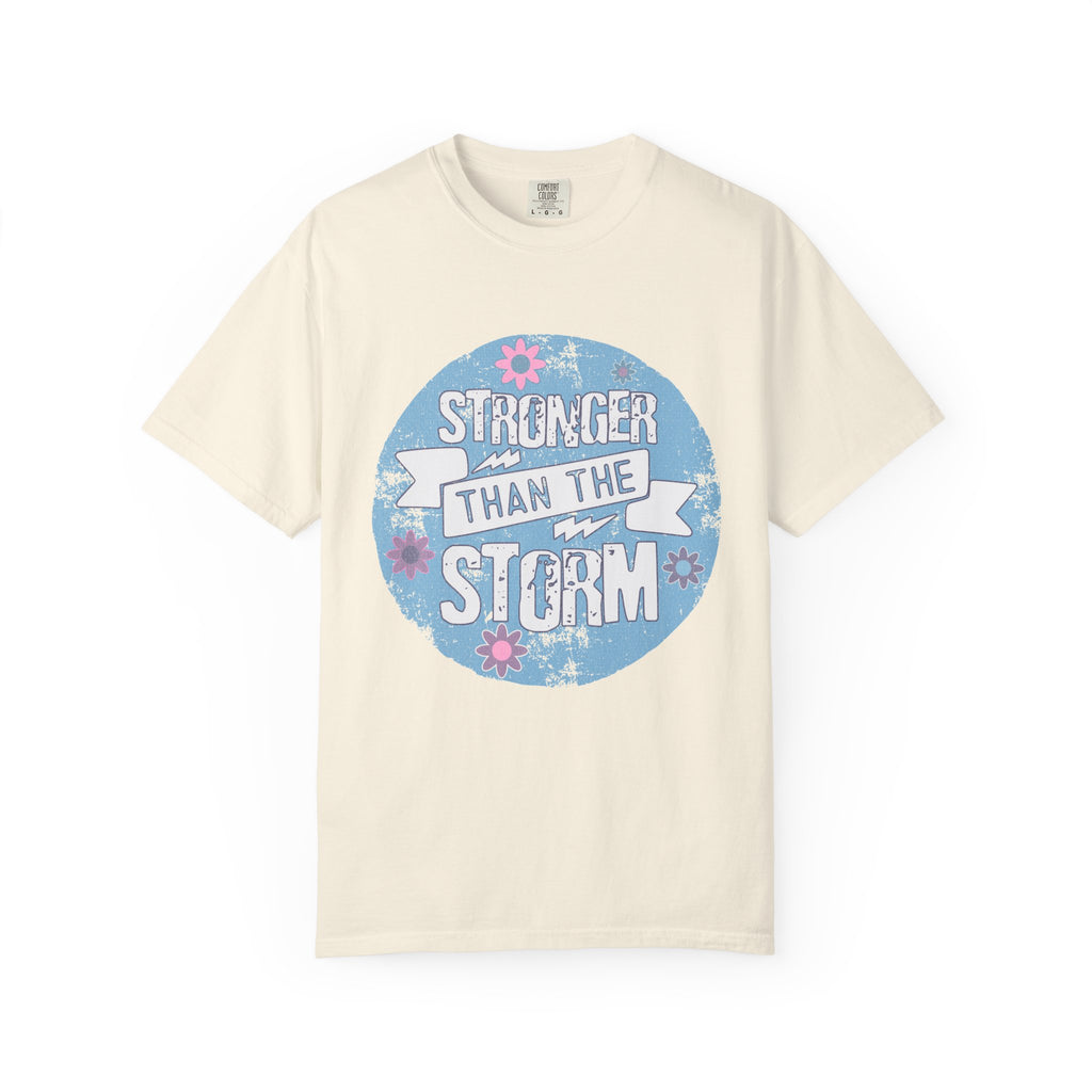Textured  Stronger Than The Storm T-Shirt — Inspirational Resilience Graphic Tee