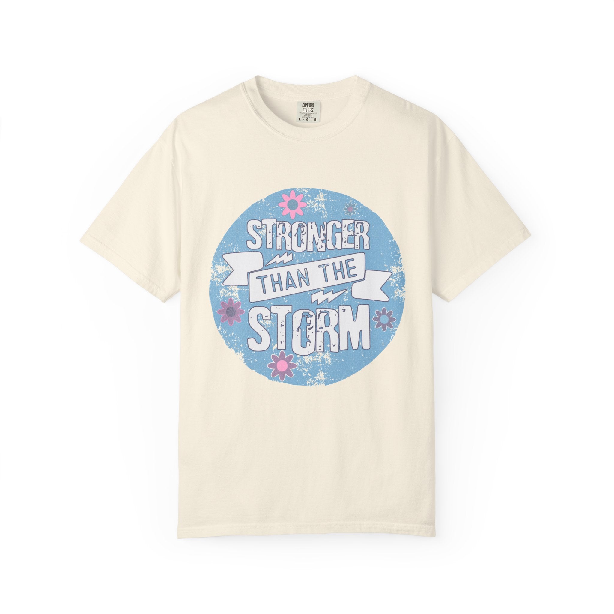 Textured  Stronger Than The Storm T-Shirt — Inspirational Resilience Graphic Tee
