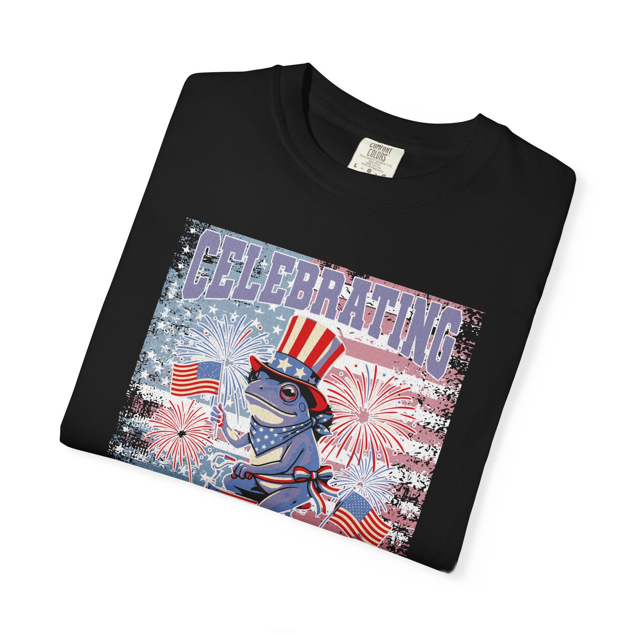Textured Independence Day Patriotic T-Shirt — "Celebrating 250 Years of Independence" Bicycle Uncle Sam Design