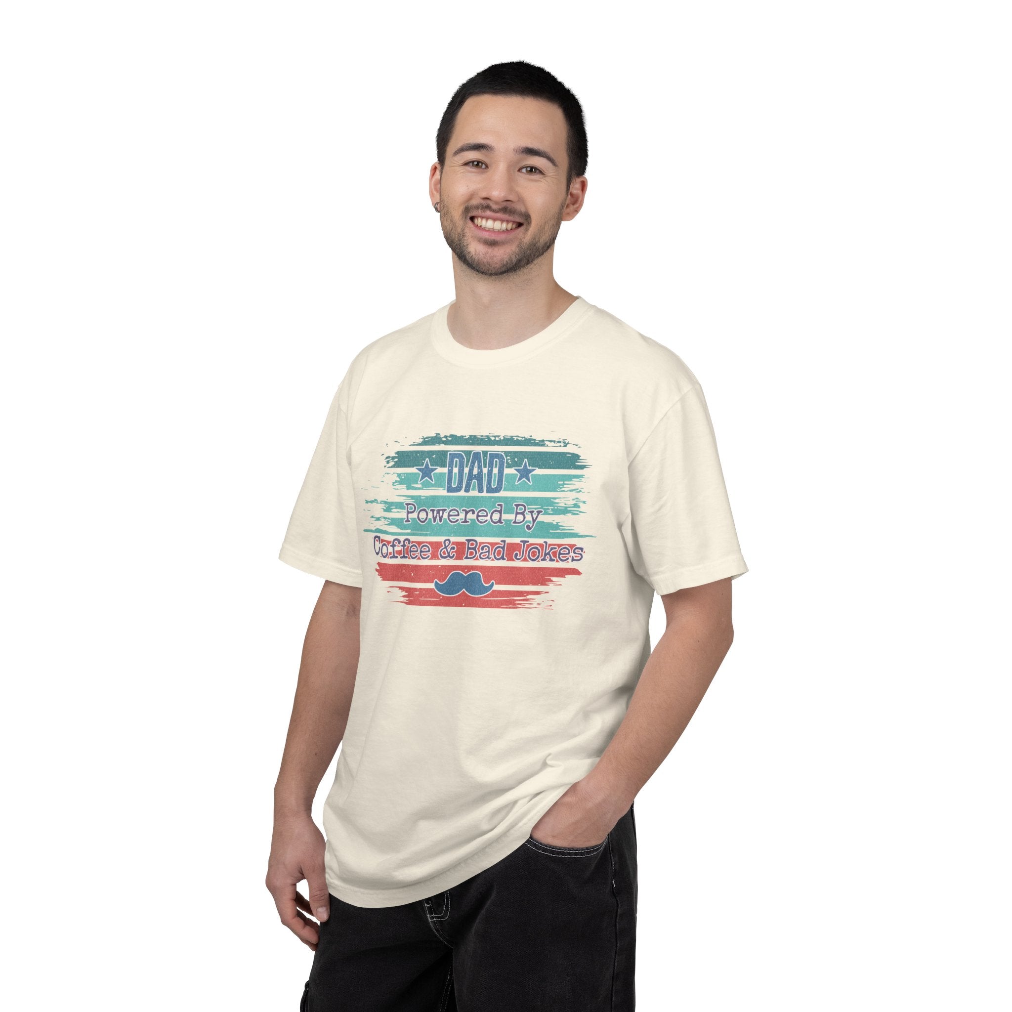 Dad "Powered by Coffee & Bad Jokers" Textured T-Shirt