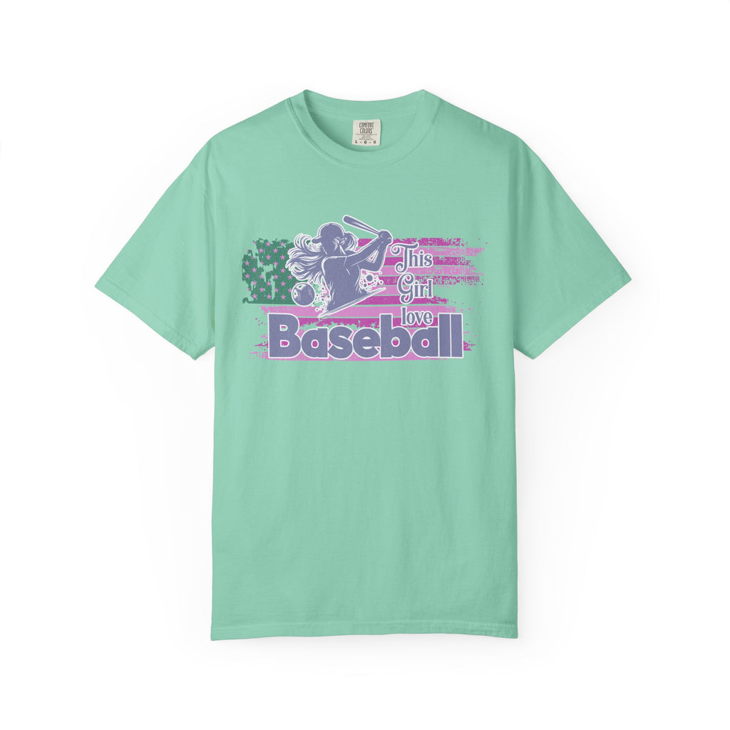 Girls Love Baseball Textured T-Shirt — Feminine Retro Baseball Tee