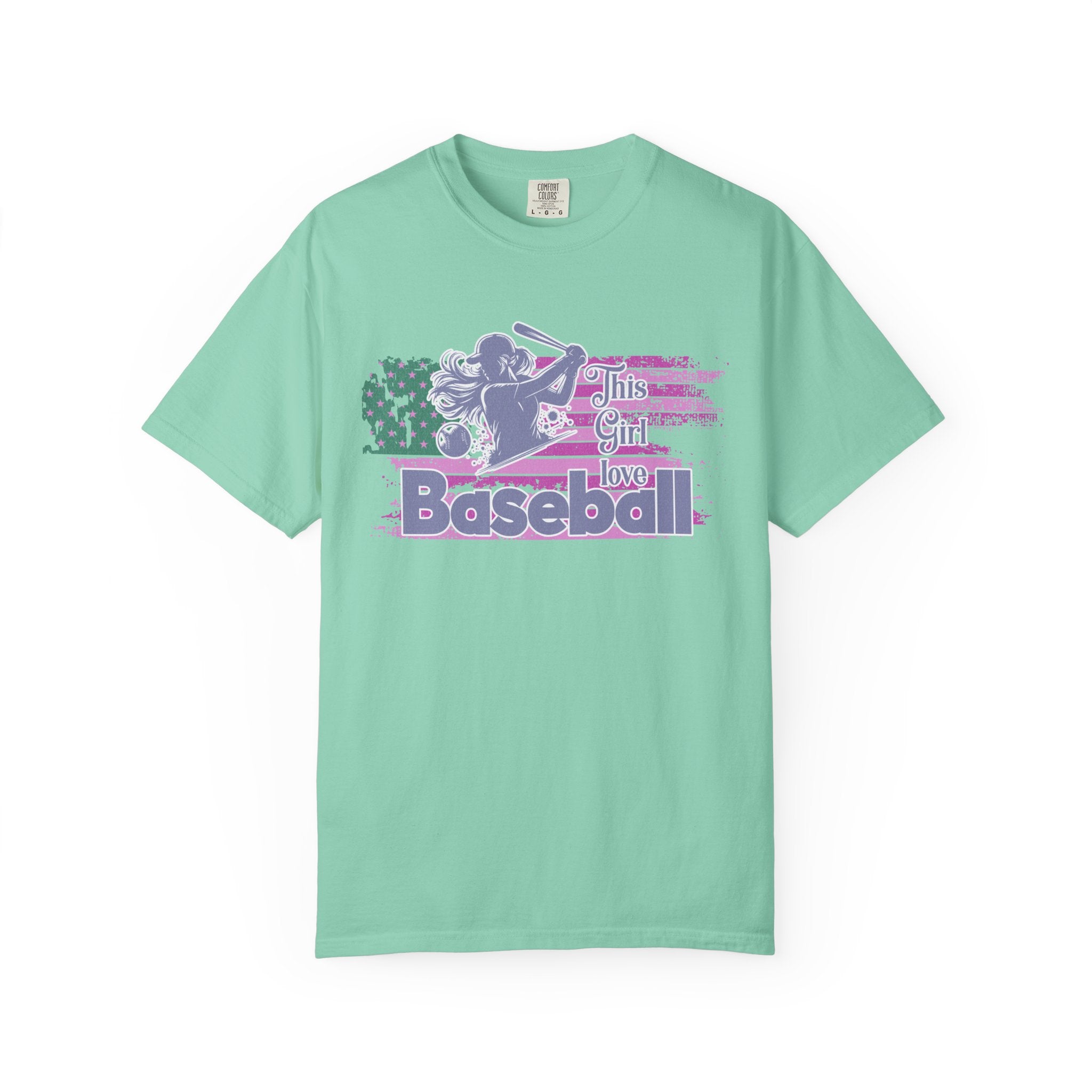 Girls Love Baseball Textured T-Shirt — Feminine Retro Baseball Tee