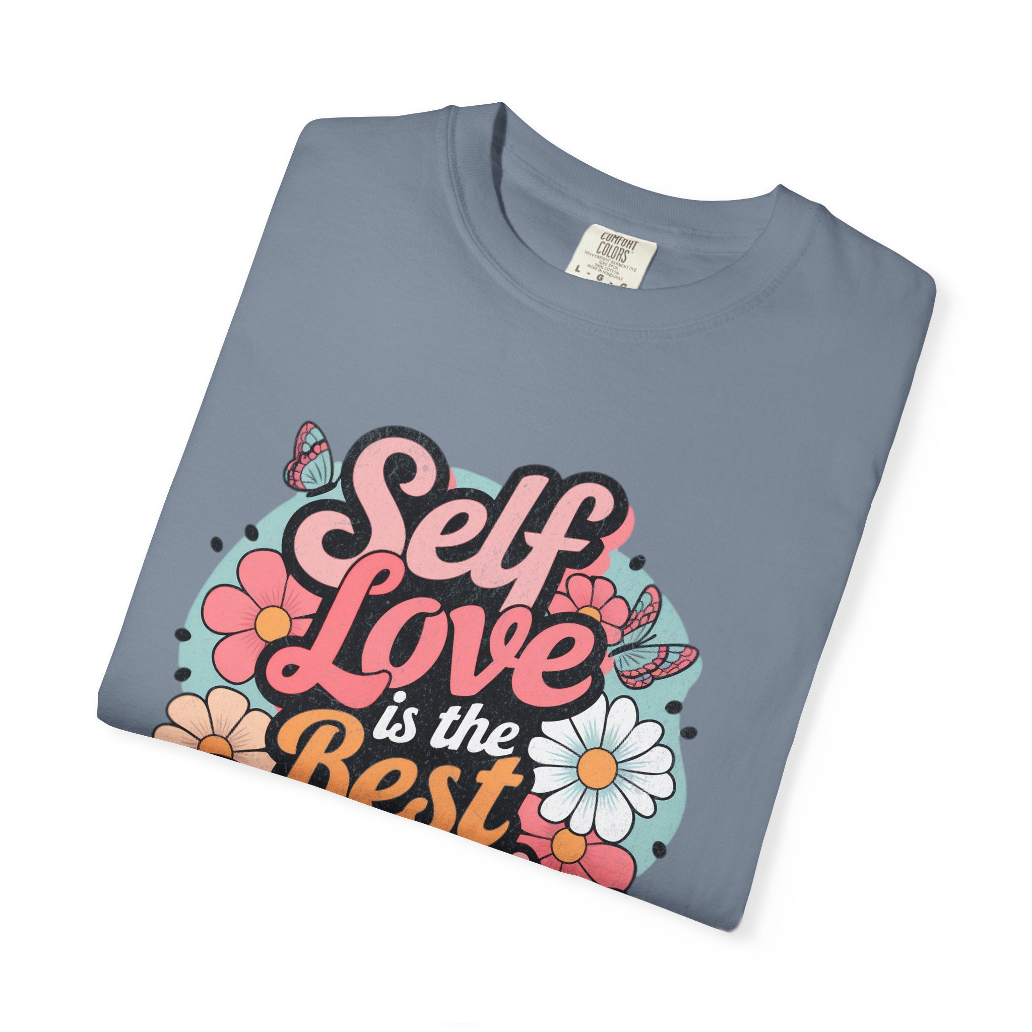 Self Love is the Best Medicine T-Shirt |Textured Floral Script Mental Health Design