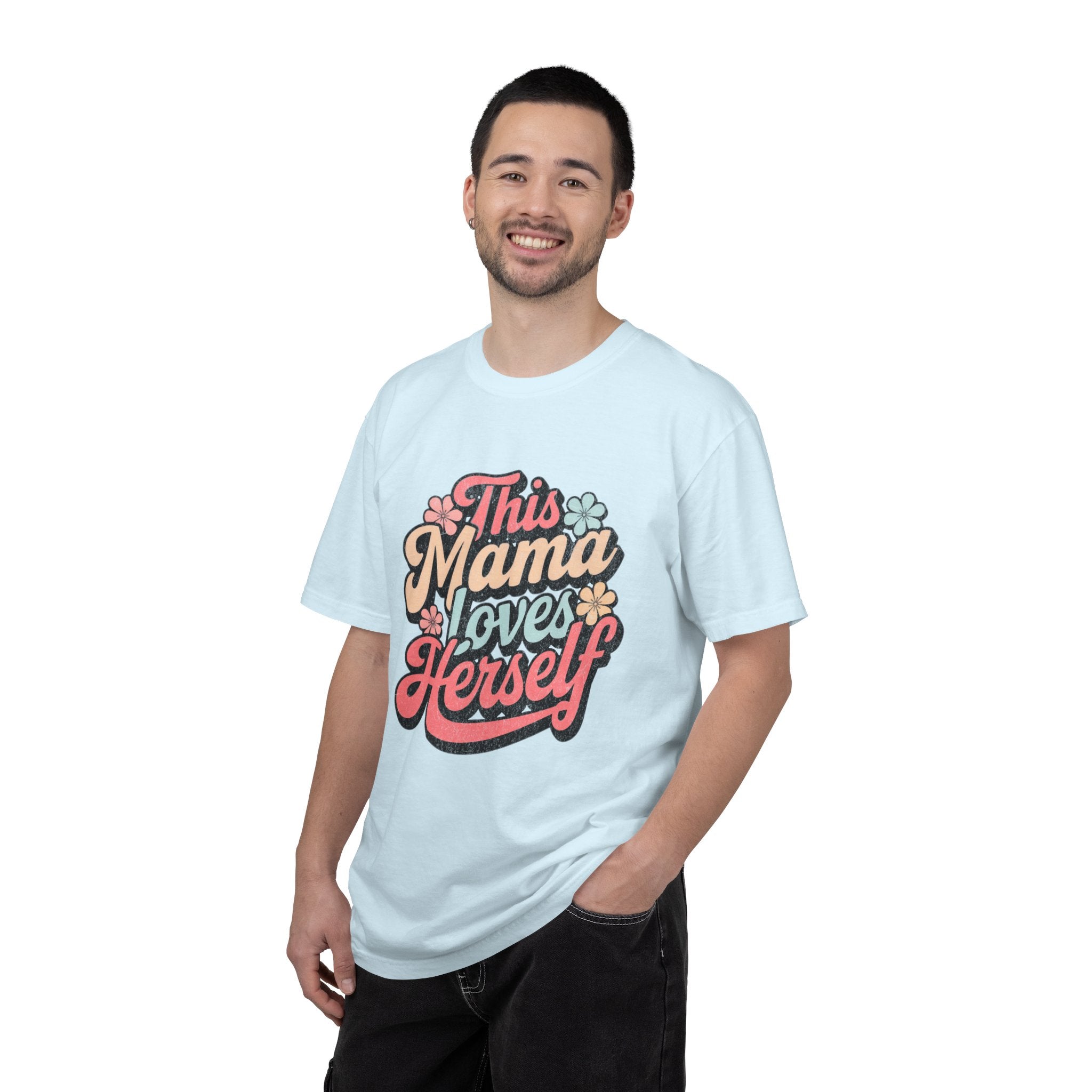 This Mama Loves Herself T-Shirt |Textured Retro Floral Typography