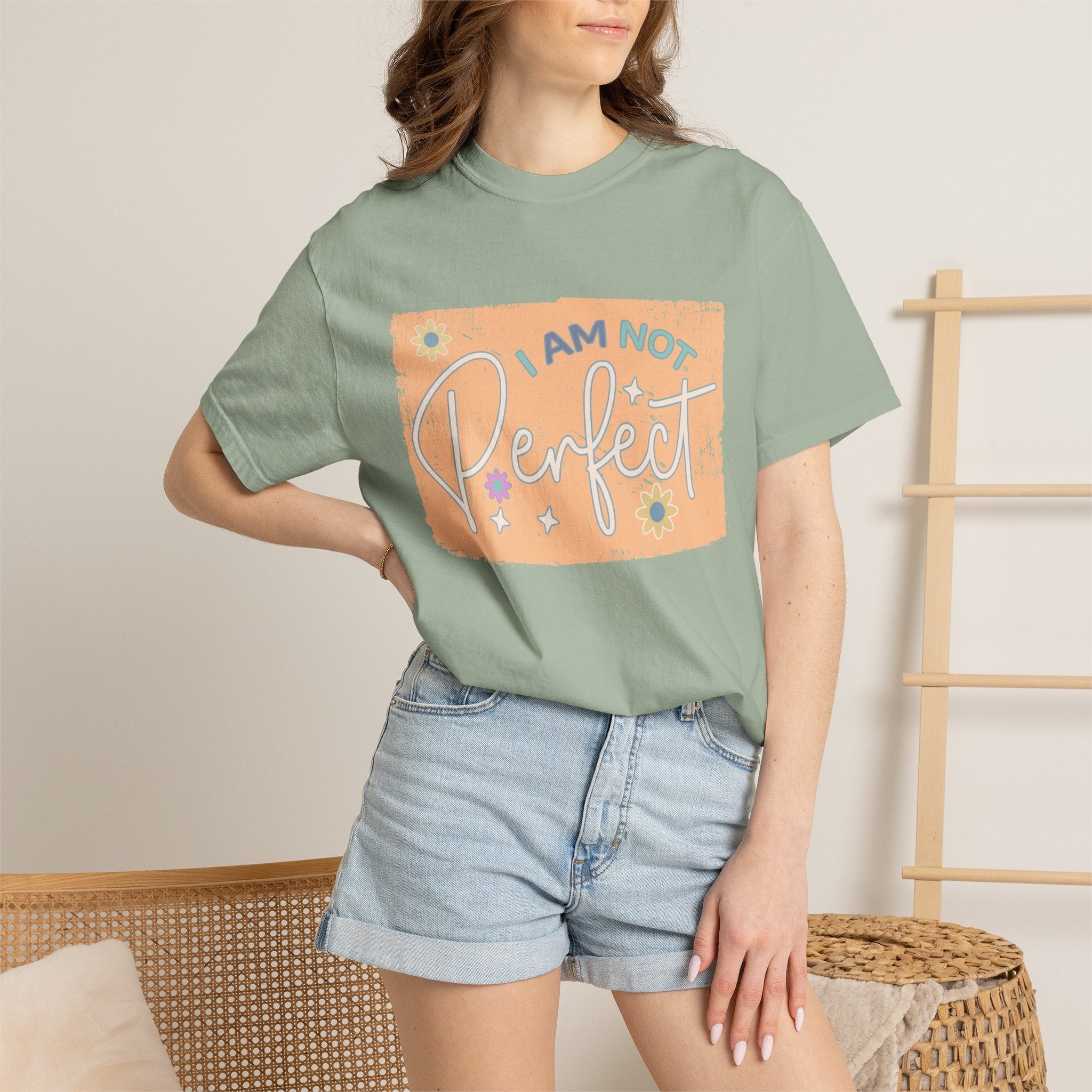 I Am Not Perfect Textured Retro Graphic T-Shirt — Positive Self-Love Tee