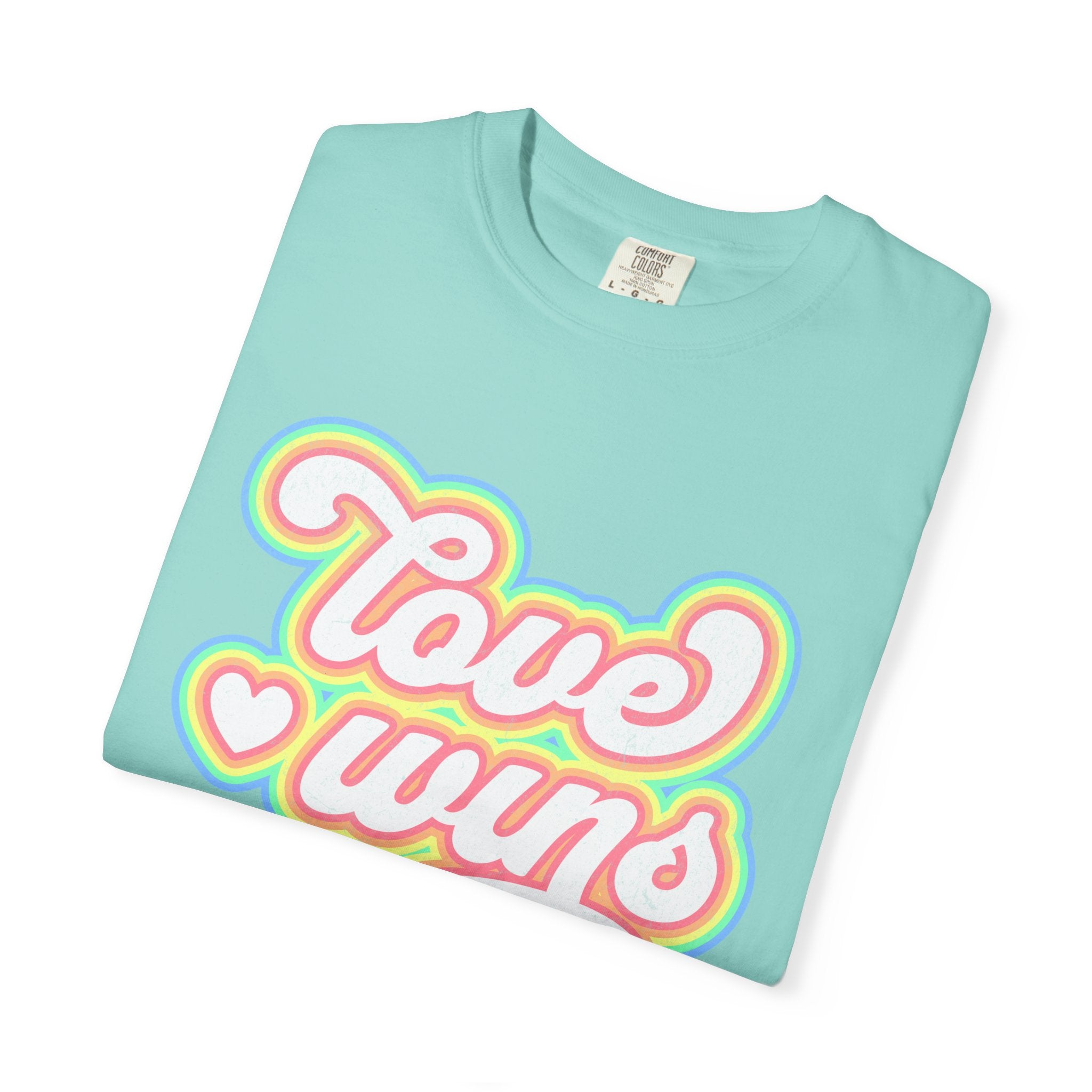 Textured Retro 'Love Wins' T-Shirt — Rainbow Script Pride Tee