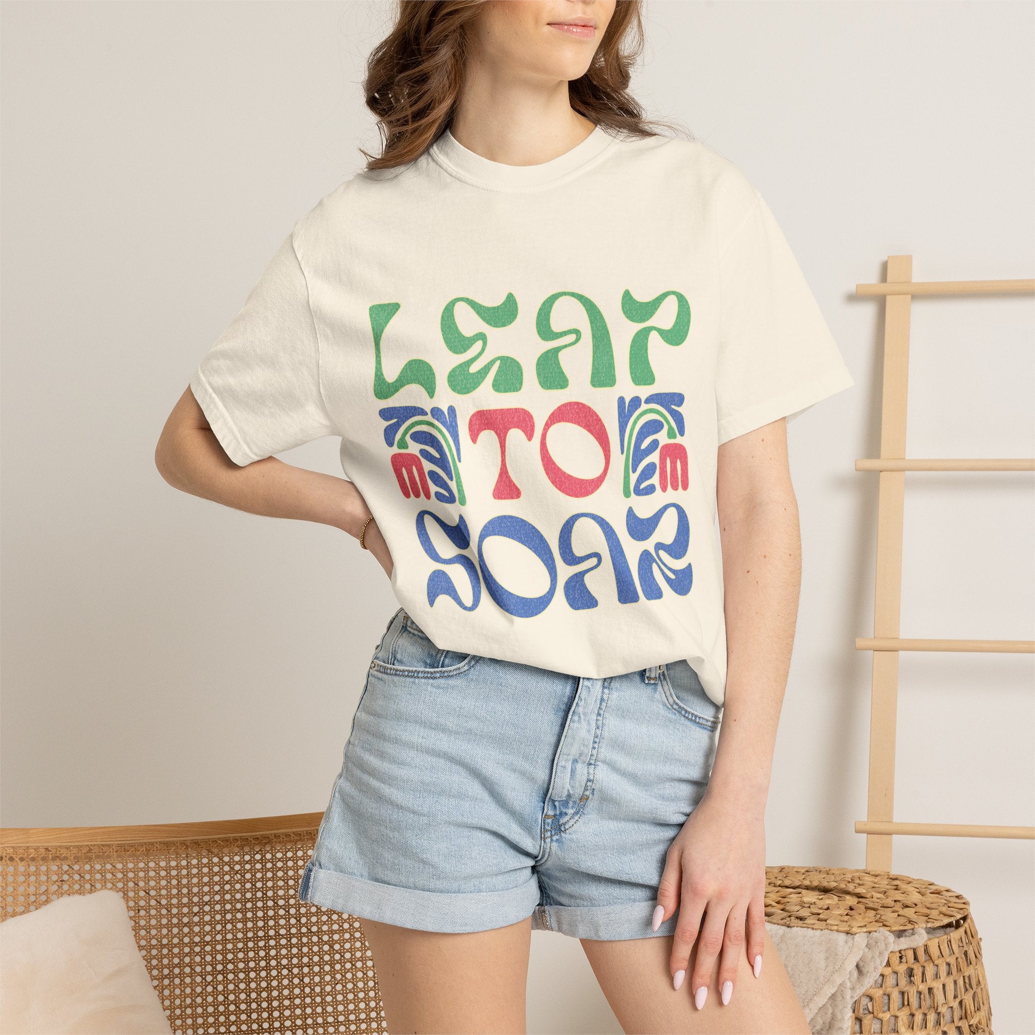 Leap To Soar T-shirt |Textured Retro Psychedelic Typography