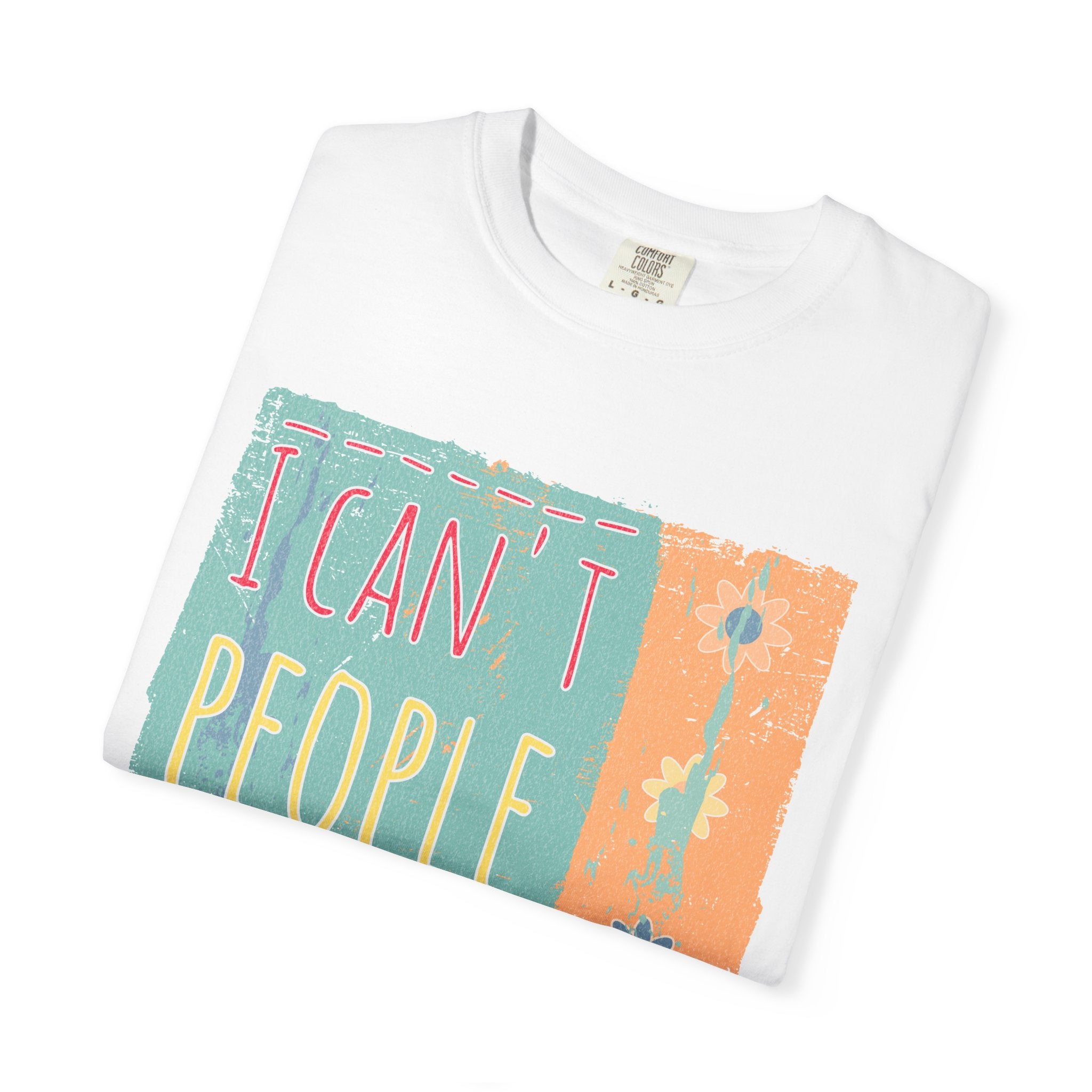 Textured I Can't People Today T-Shirt — Funny Introvert Graphic Tee