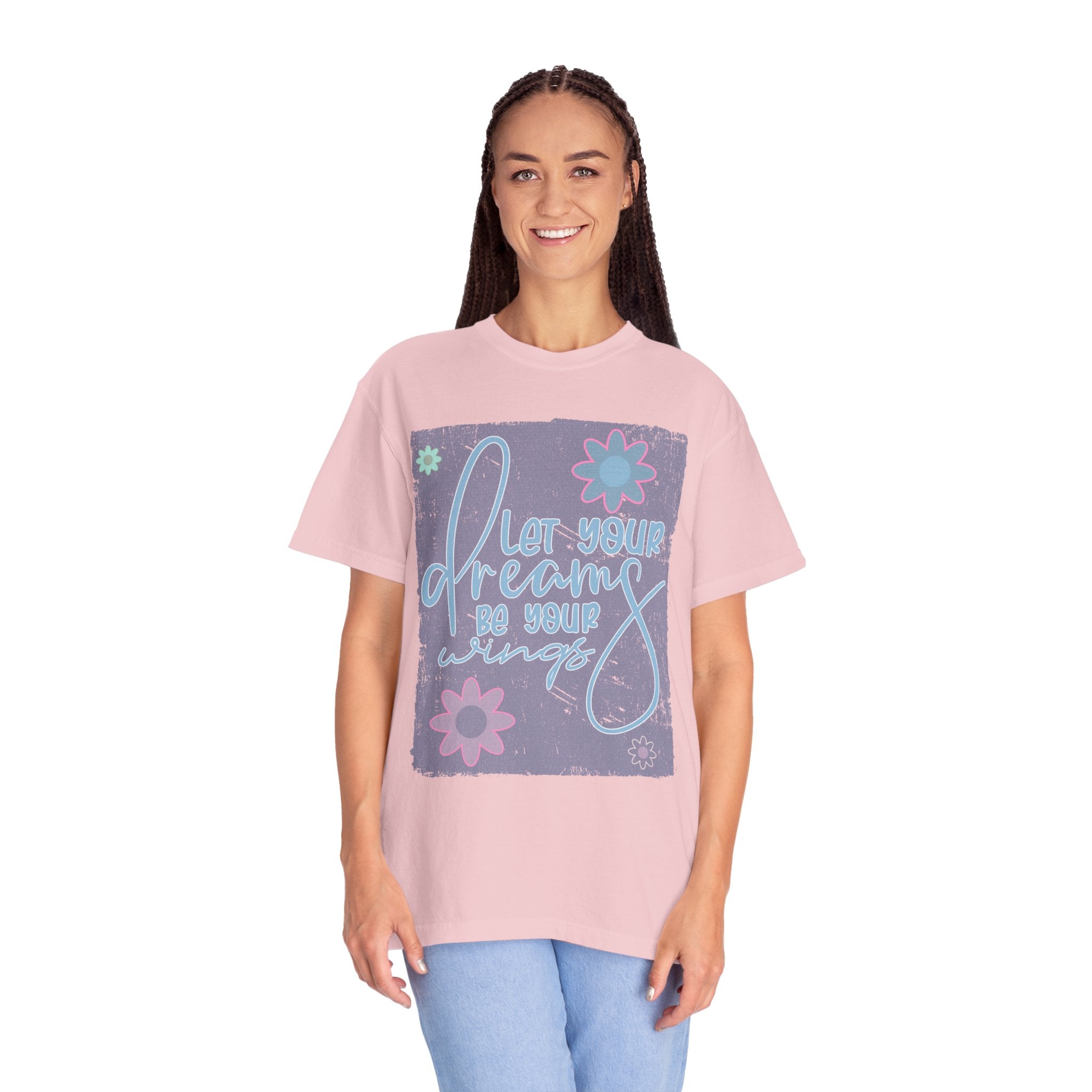 Textured Dream Big Floral T-Shirt — "Live Your Dreams" Inspirational Graphic Tee