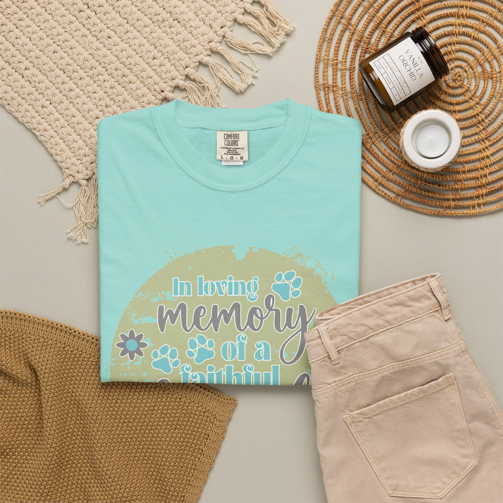 Textured Memorial Dog  Friend T-Shirt — "In Loving Memory of a Faithful Friend" Remembrance Tee