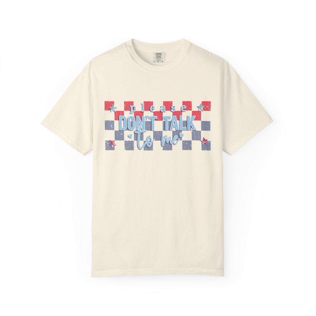Textured Don’t Talk to Me Checkerboard T-Shirt — Retro USA Graphic Tee