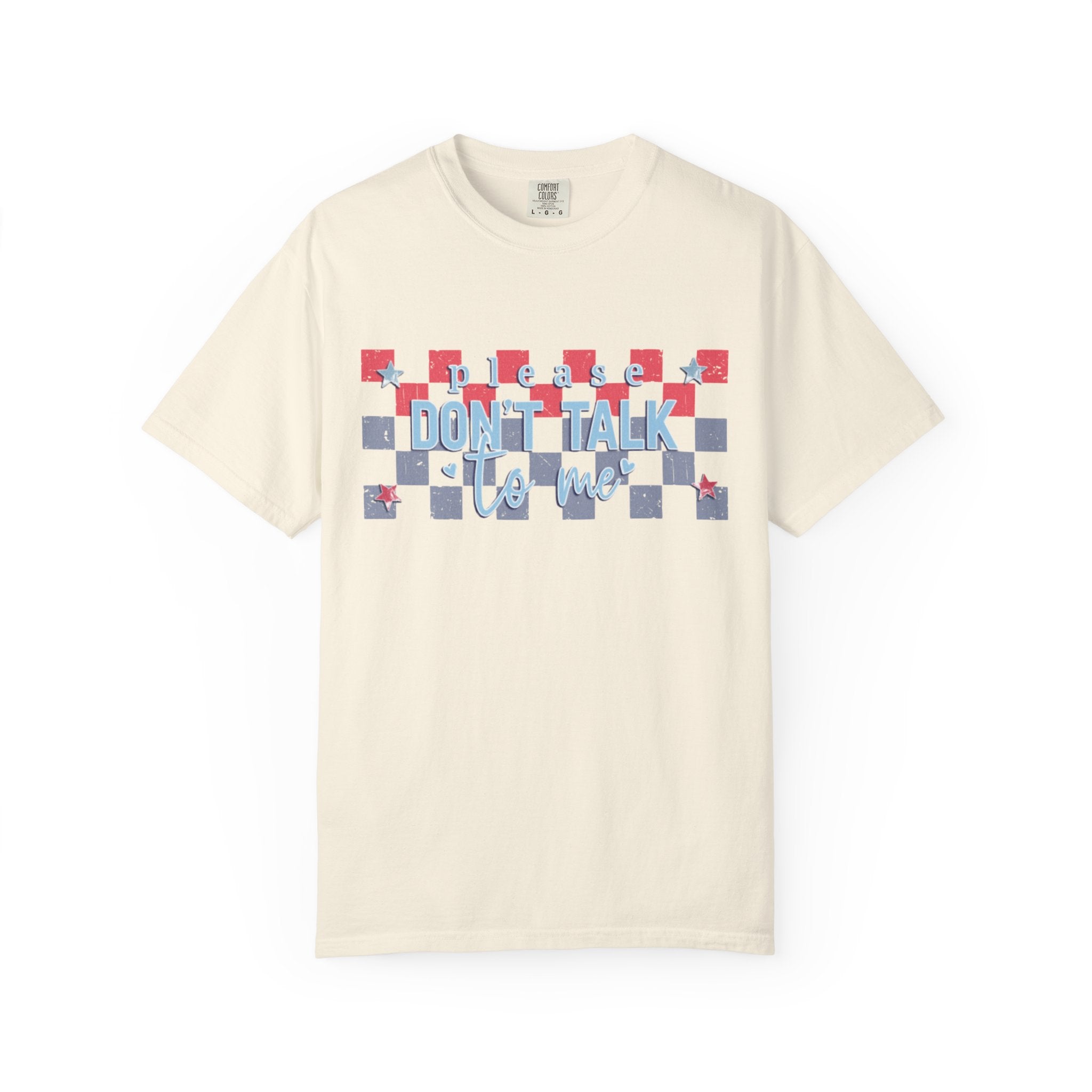 Textured Don’t Talk to Me Checkerboard T-Shirt — Retro USA Graphic Tee