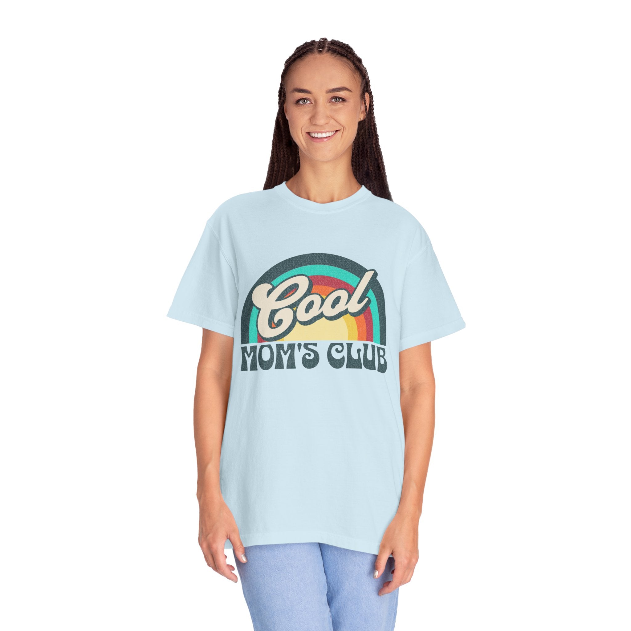 Cool Moms Club Textured T-shirt | Retro Cool Moms Club Rainbow