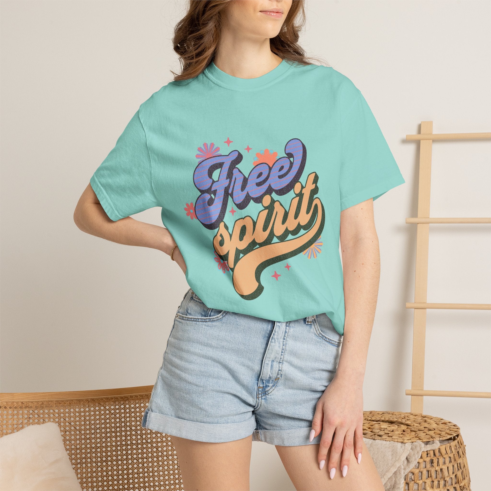 Textured Free Spirit T-Shirt — Retro Hand-Lettered Graphic Tee