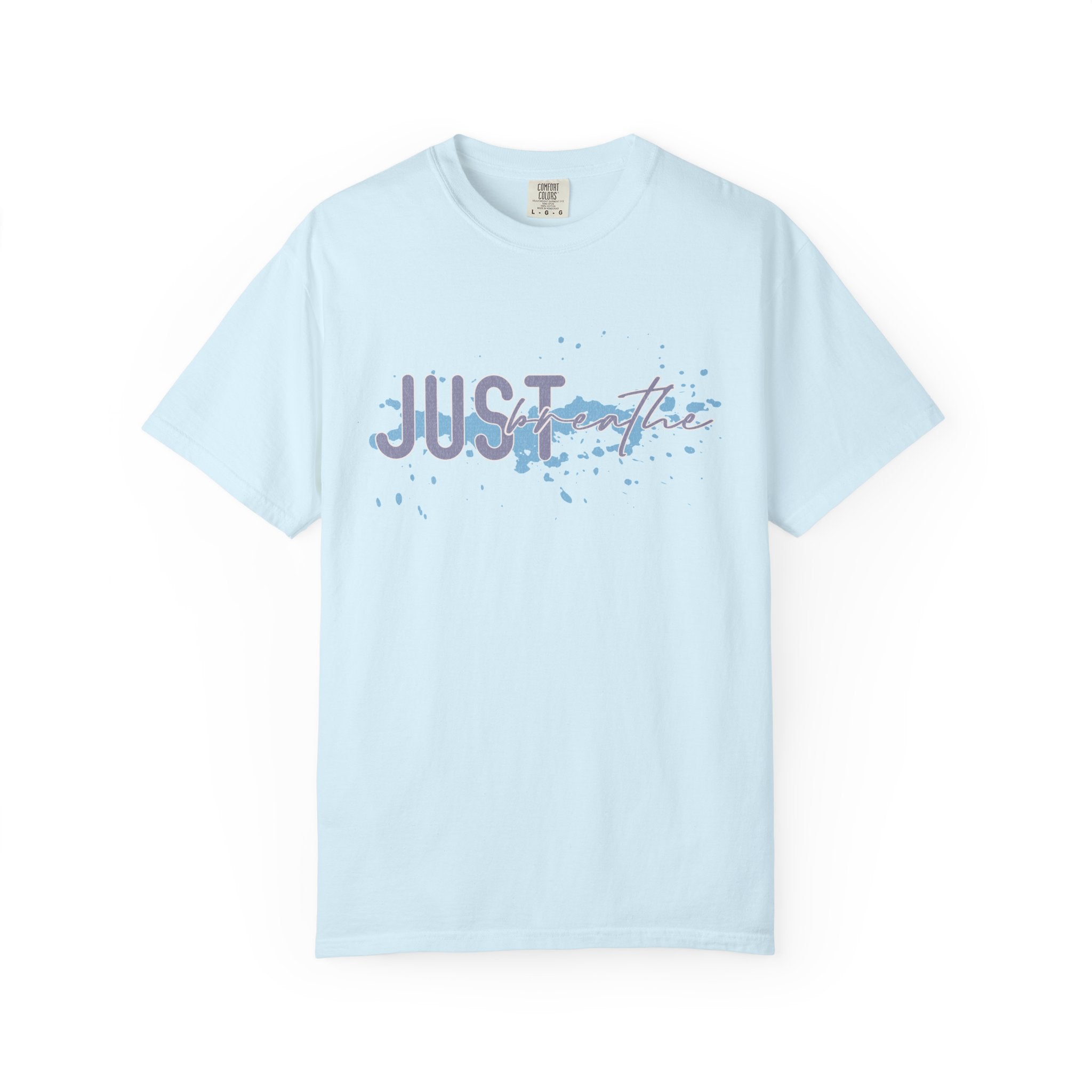 Just Breathe Textured T-Shirt — Relaxed Watercolor Script Tee