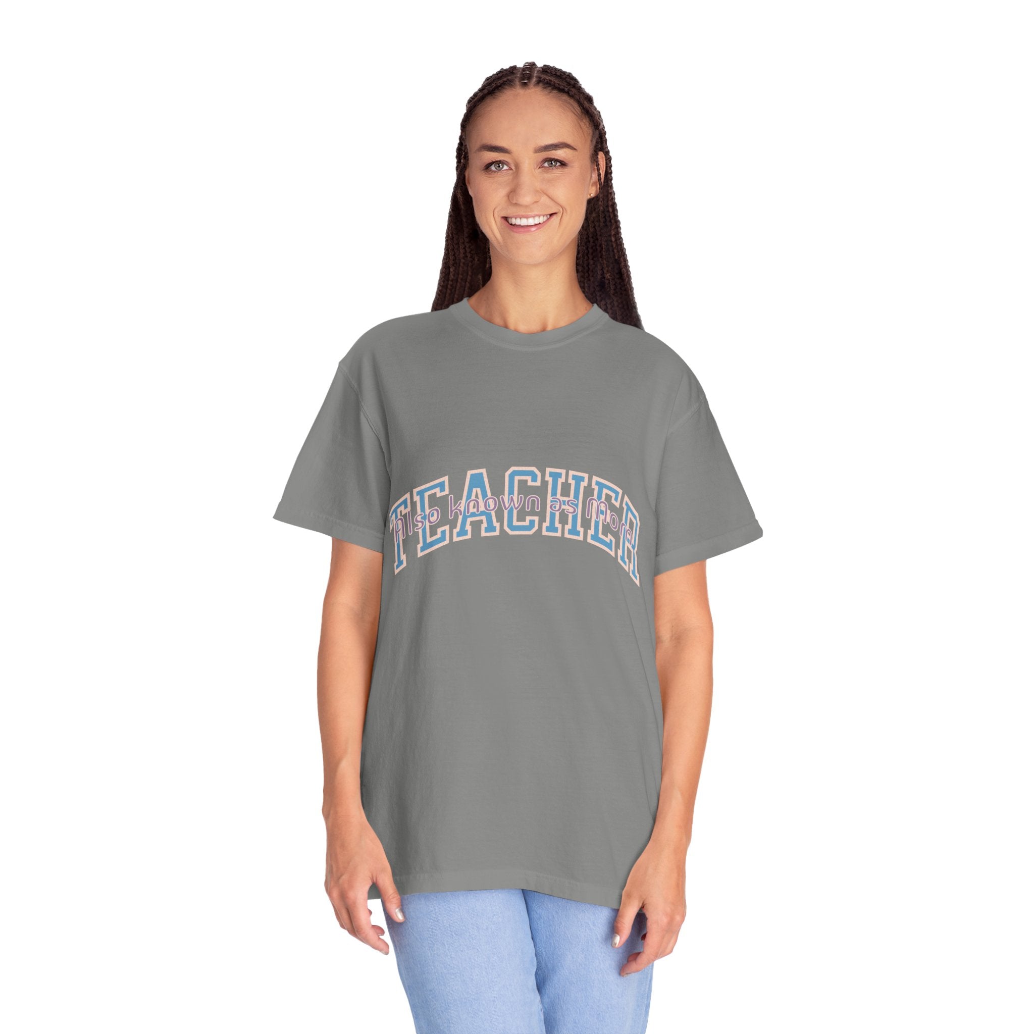 Teacher Also Known As Mom T‑Shirt — Textured Retro School Staff Gift