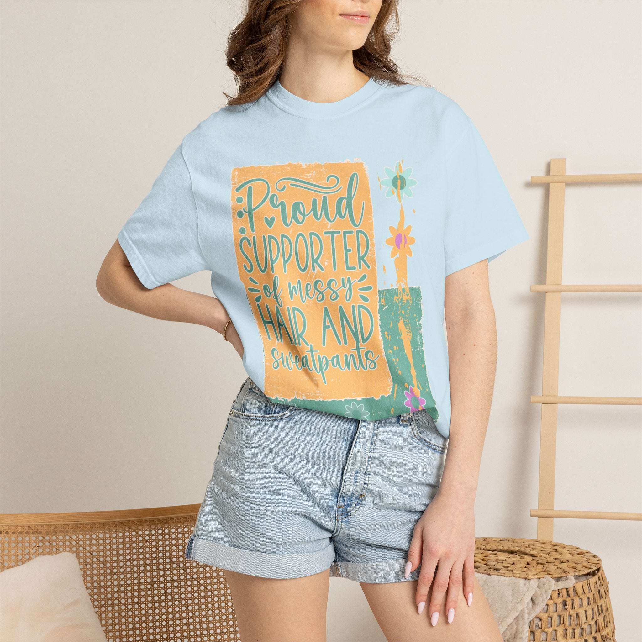 Proud Supporter of Messy Hair and Sweatpants Textured T-Shirt