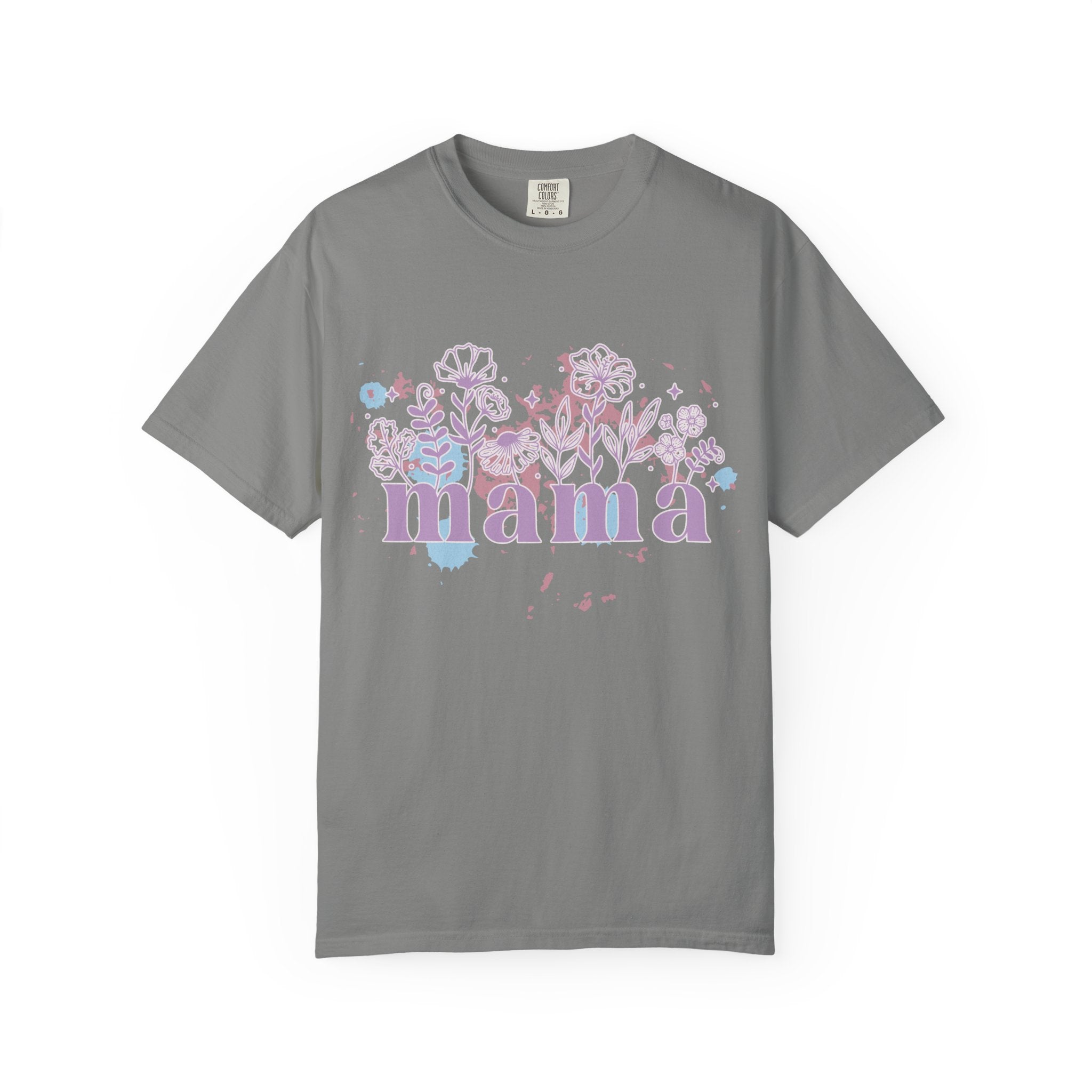 Mama Floral Splash Textured Tee — Pastel Garden Mother's Day T-Shirt