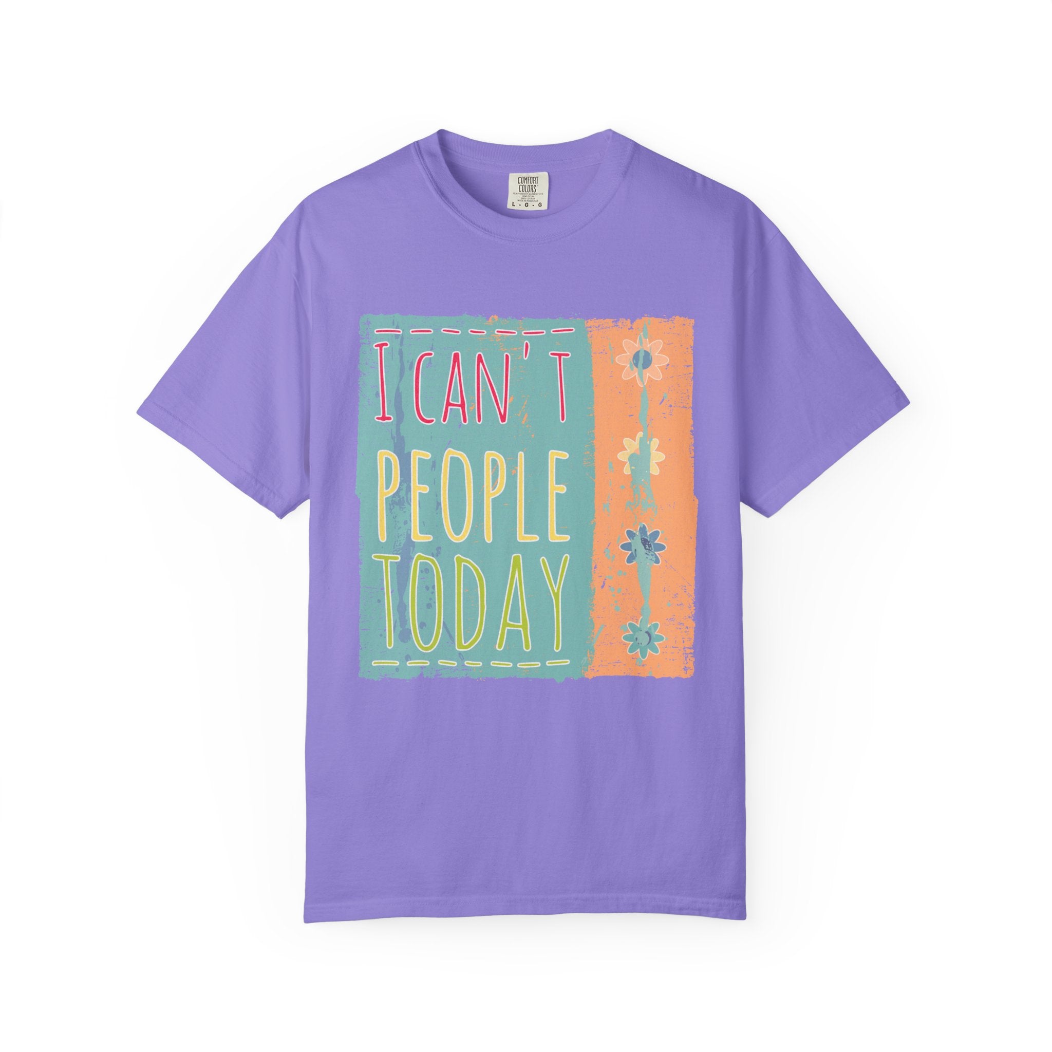 Textured I Can't People Today T-Shirt — Funny Introvert Graphic Tee
