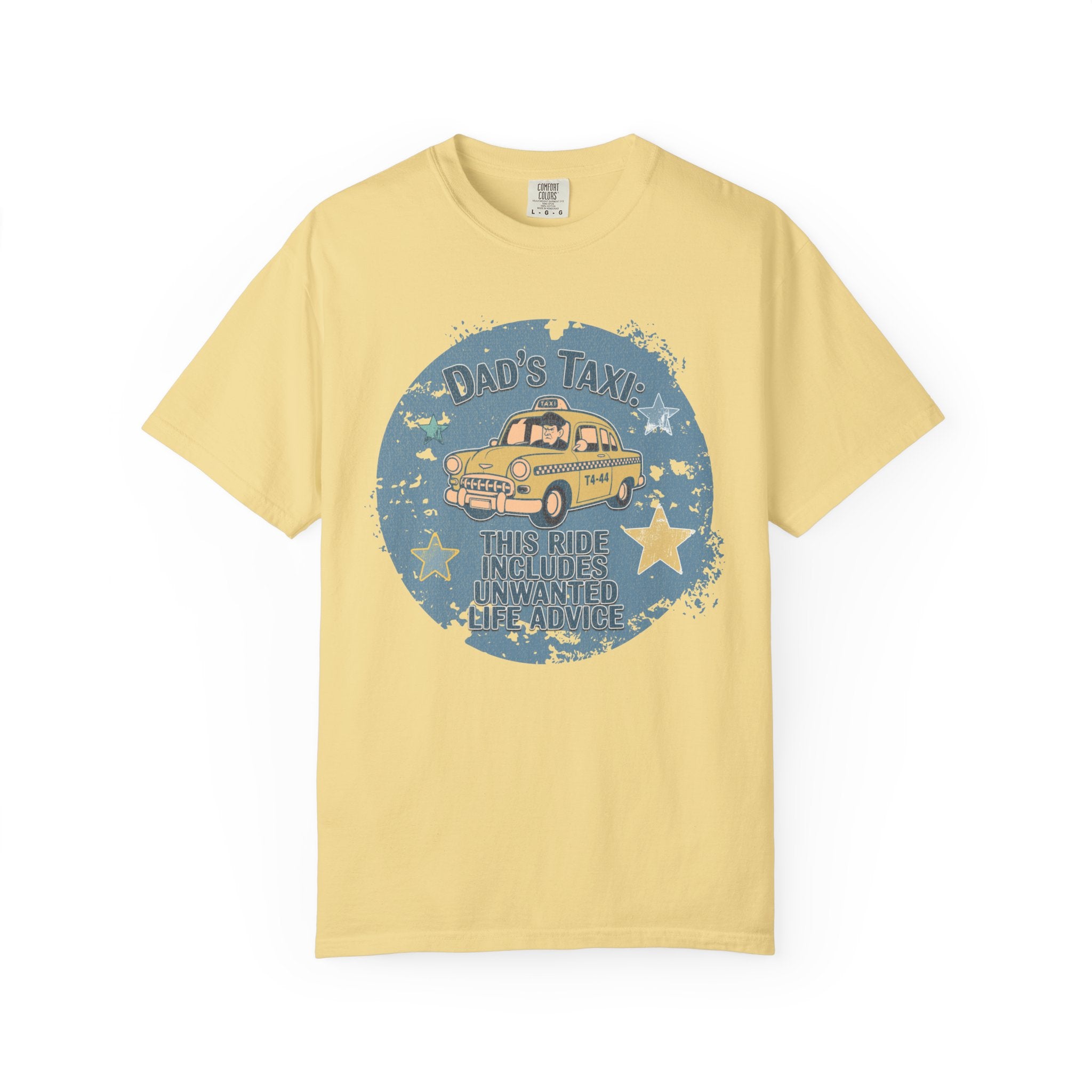 Textured Dad’s Taxi Graphic T-Shirt — “This Ride Includes Unwanted Detours” Vintage Family Humor Tee