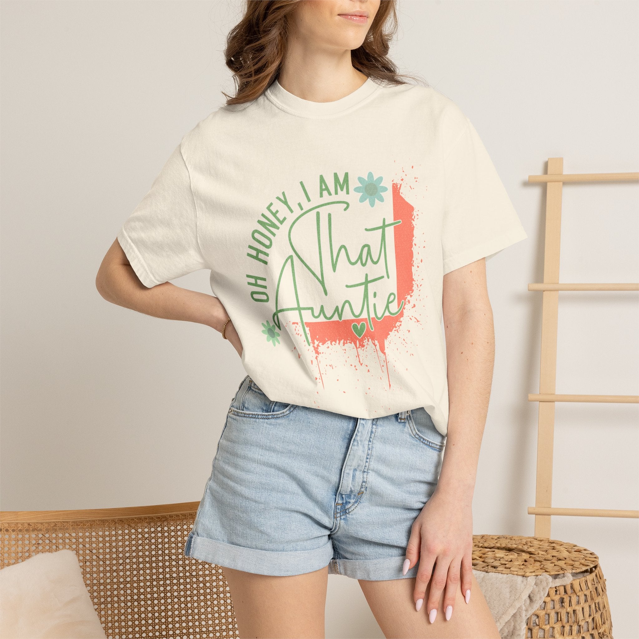 That Auntie Textured T-Shirt — "Oh Honey, I Am That Auntie" Graphic Tee