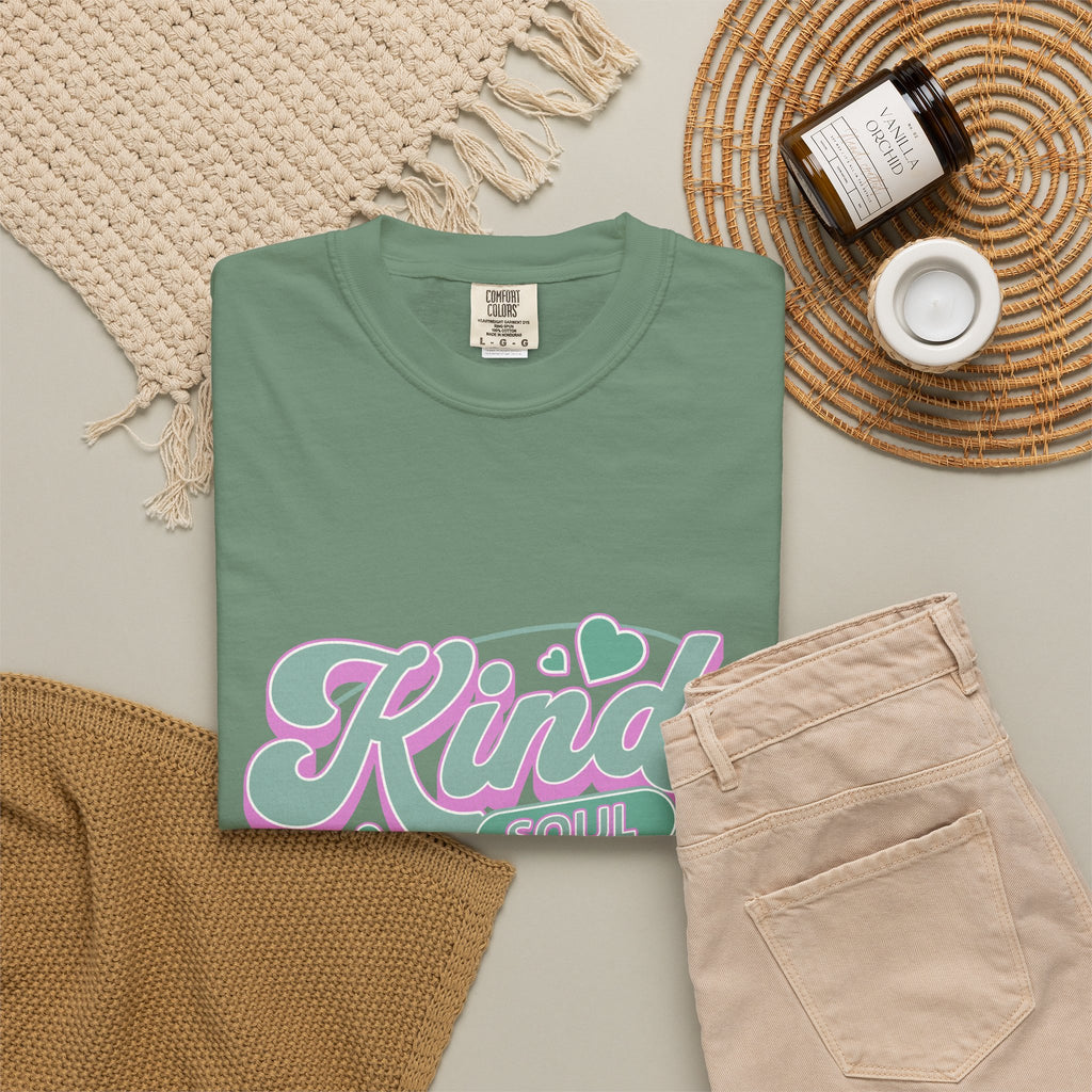Textured Kind Soul T-Shirt — Retro Pastel Graphic Tee