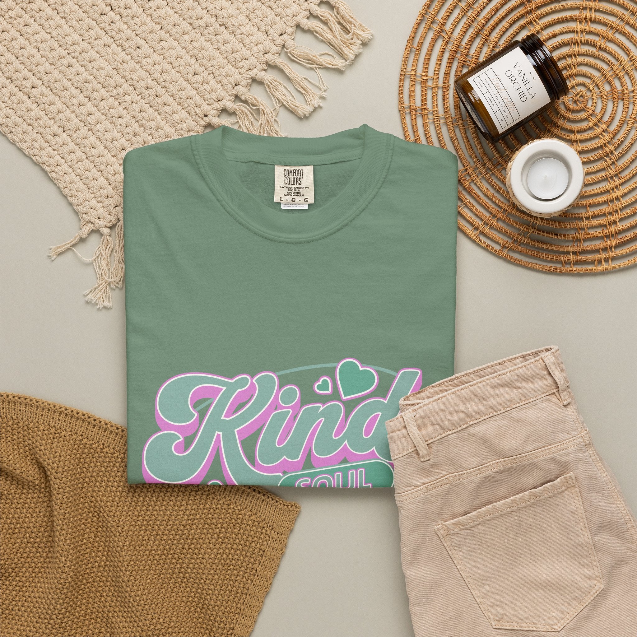 Textured Kind Soul T-Shirt — Retro Pastel Graphic Tee