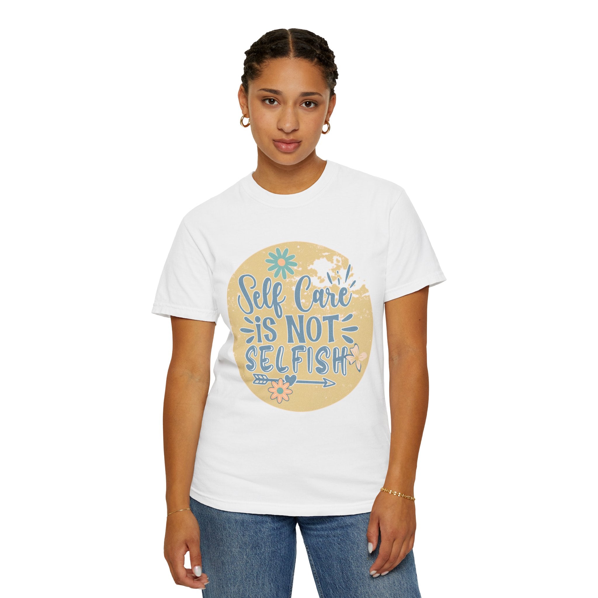 Self Care Is Not Selfish T-Shirt — Textured Positive Mental Health Tee