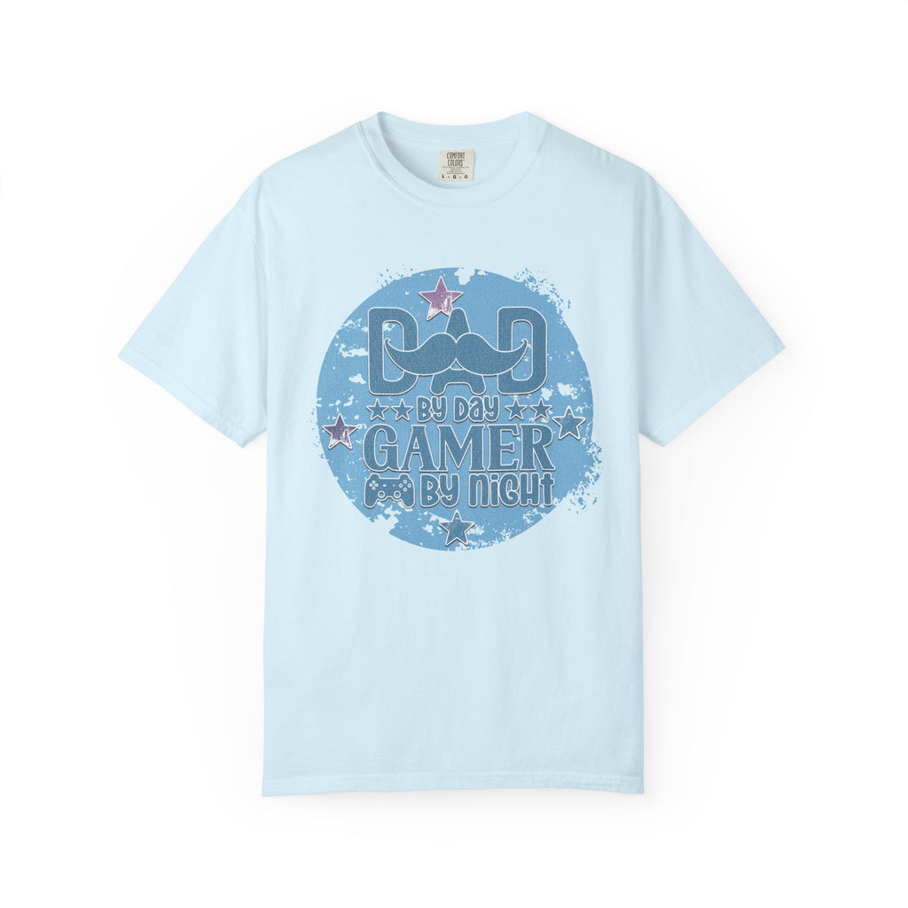 Funny Dad By Day Gamer By Night Textured T-Shirt