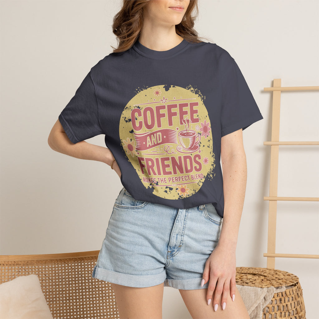 Coffee and Friends Textured T-Shirt — 'Makes the Perfect Blend' Casual Tee
