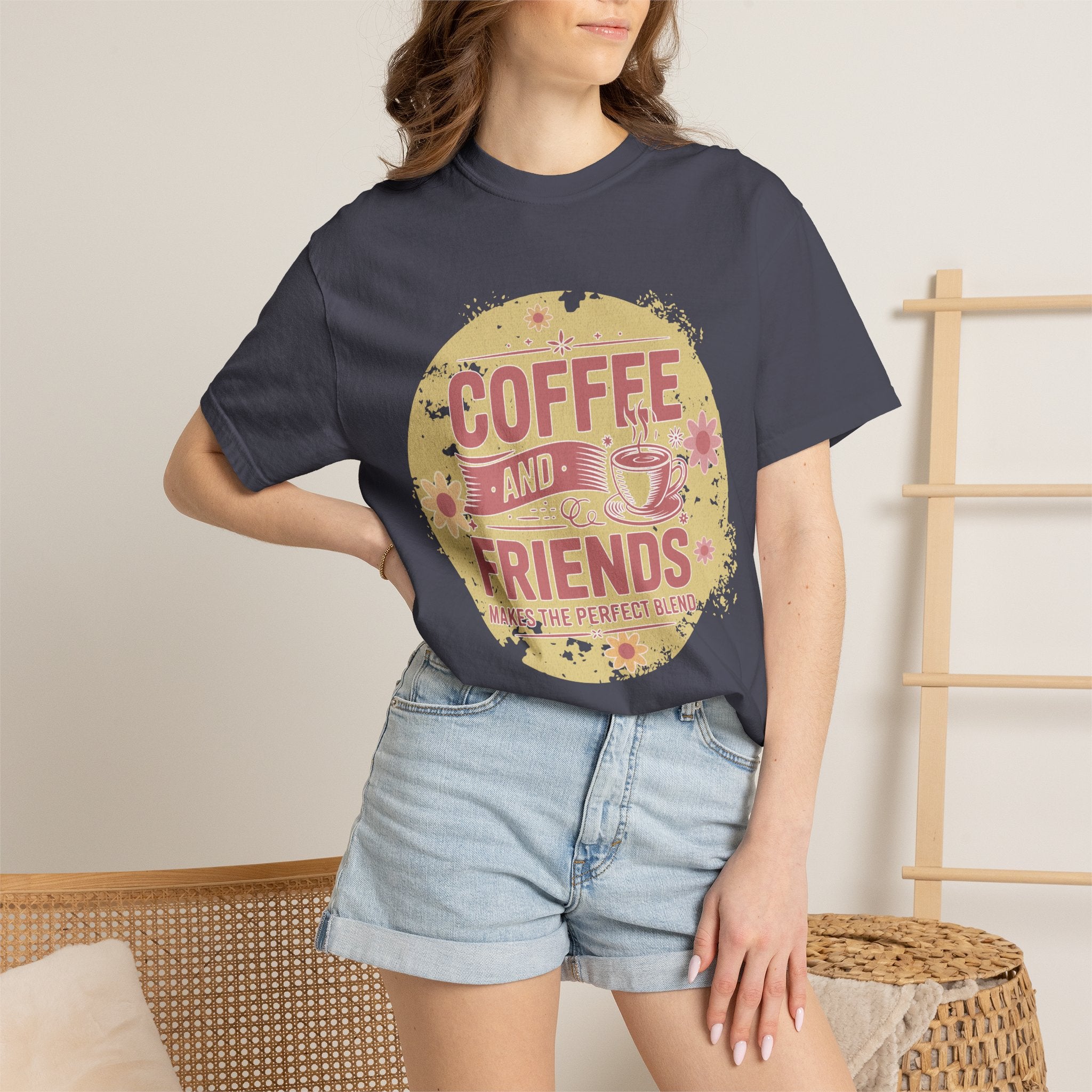 Coffee and Friends Textured T-Shirt — 'Makes the Perfect Blend' Casual Tee