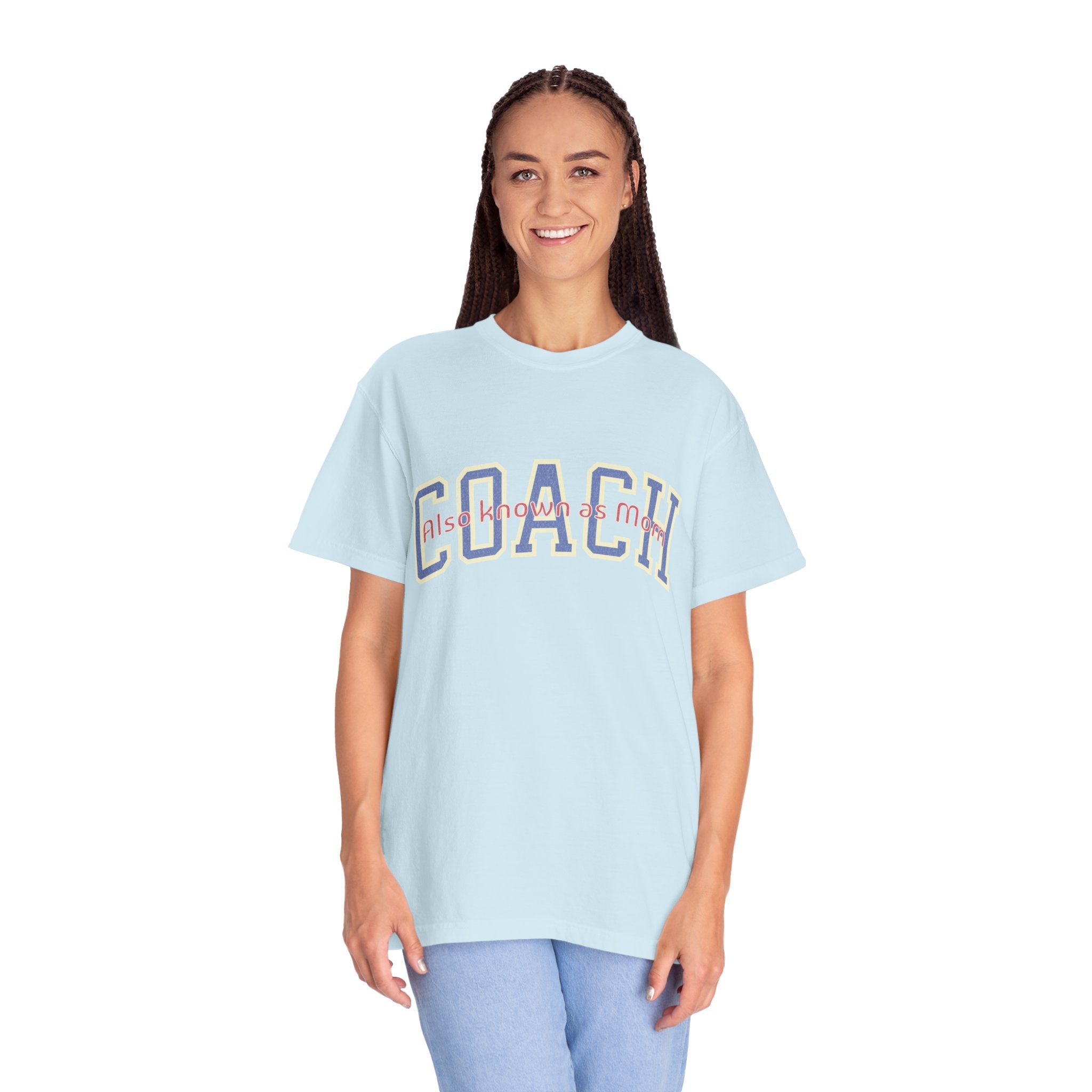 Coach Also Known As Mom — Textured Collegiate Style Tee