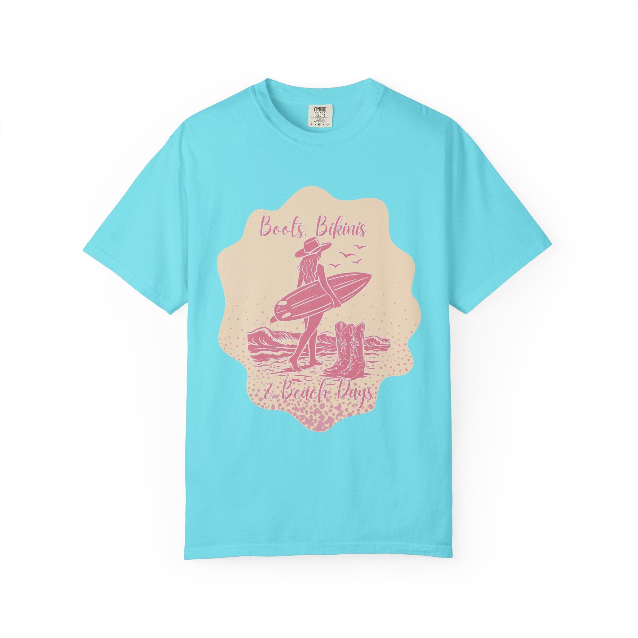 Textured Surf Beach Vintage T-Shirt — 'Beach Bums & Good Vibes' Retro Surf Graphic