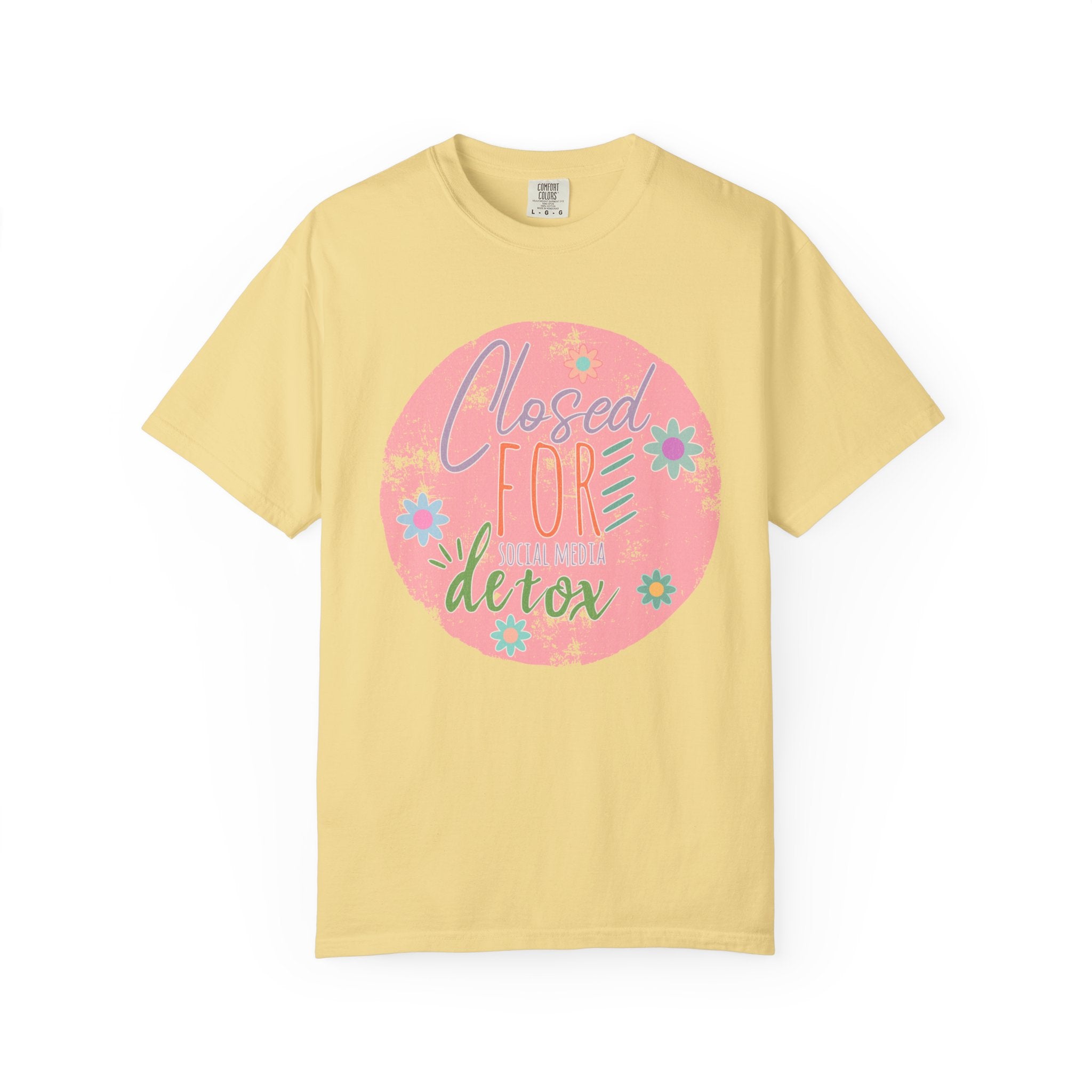 Closed For Detox Textured T‑Shirt — Cute Floral Wellness Tee