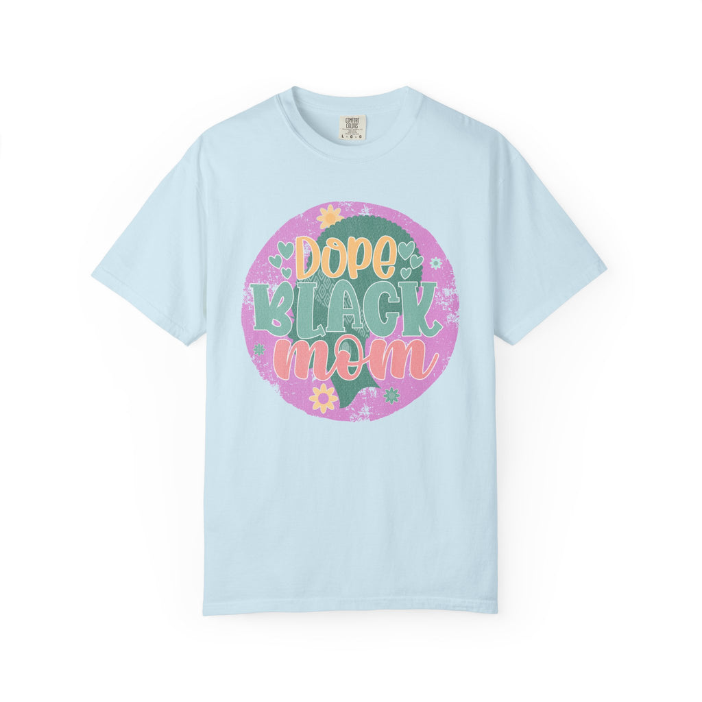 Dope Black Mom Textured T-Shirt — Retro Floral Pride Tee for Black Moms