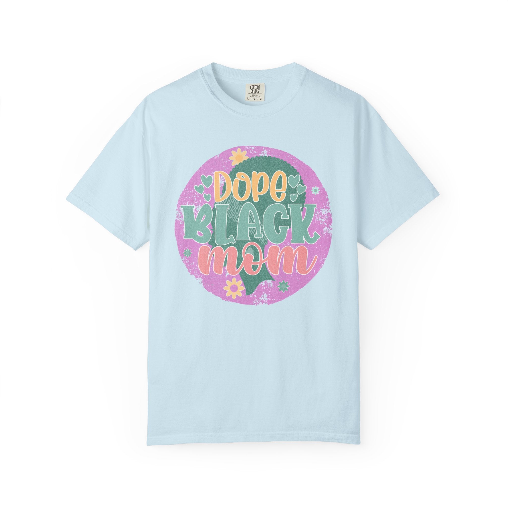 Dope Black Mom Textured T-Shirt — Retro Floral Pride Tee for Black Moms