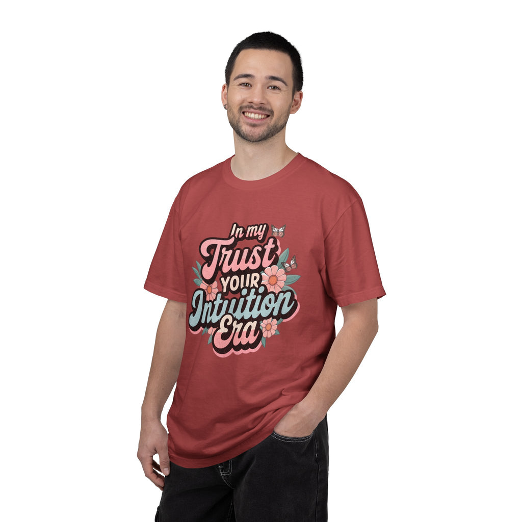 Trust Your Intuition Era T-shirt | Textured Floral Script Typography, Positive Message