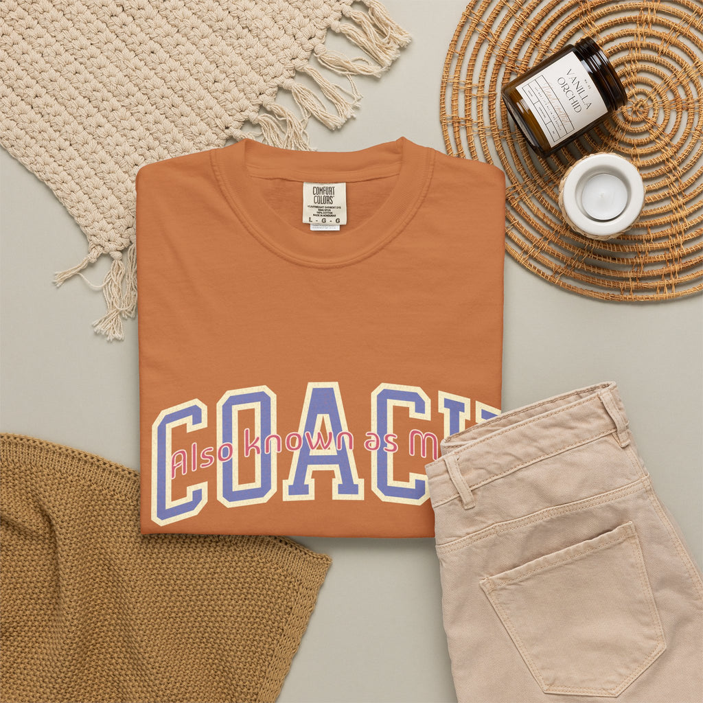 Coach Also Known As Mom — Textured Collegiate Style Tee